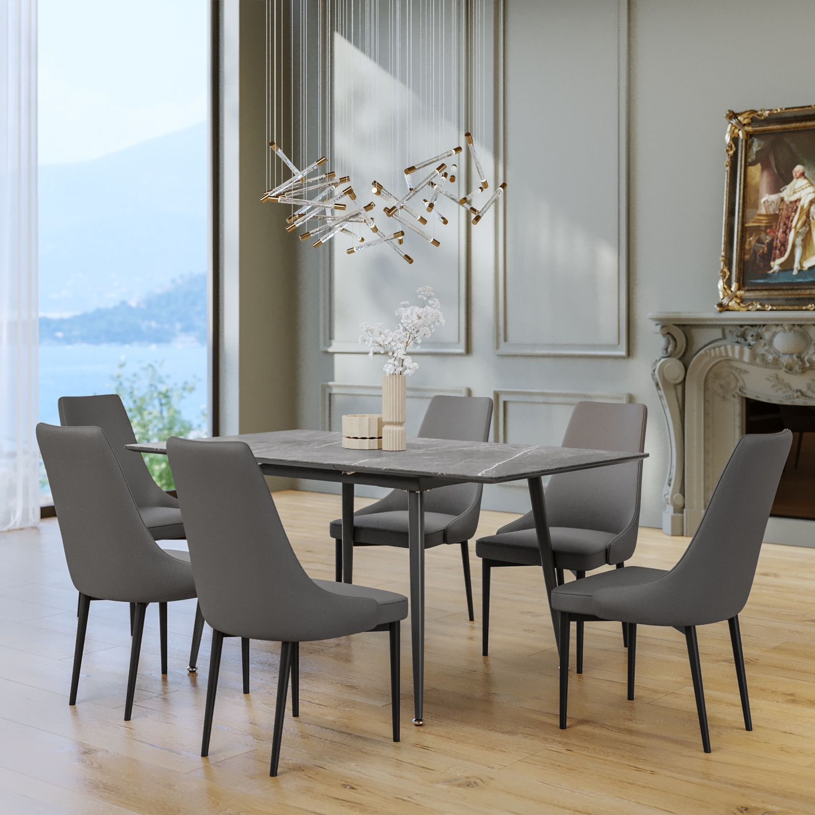 Il numero 1 del risparmio-MUMBAI TAVOLO PIEGHEVOLE EFFETTO MARMO 110 X 70 X  75 CM COLORE GRIGIO