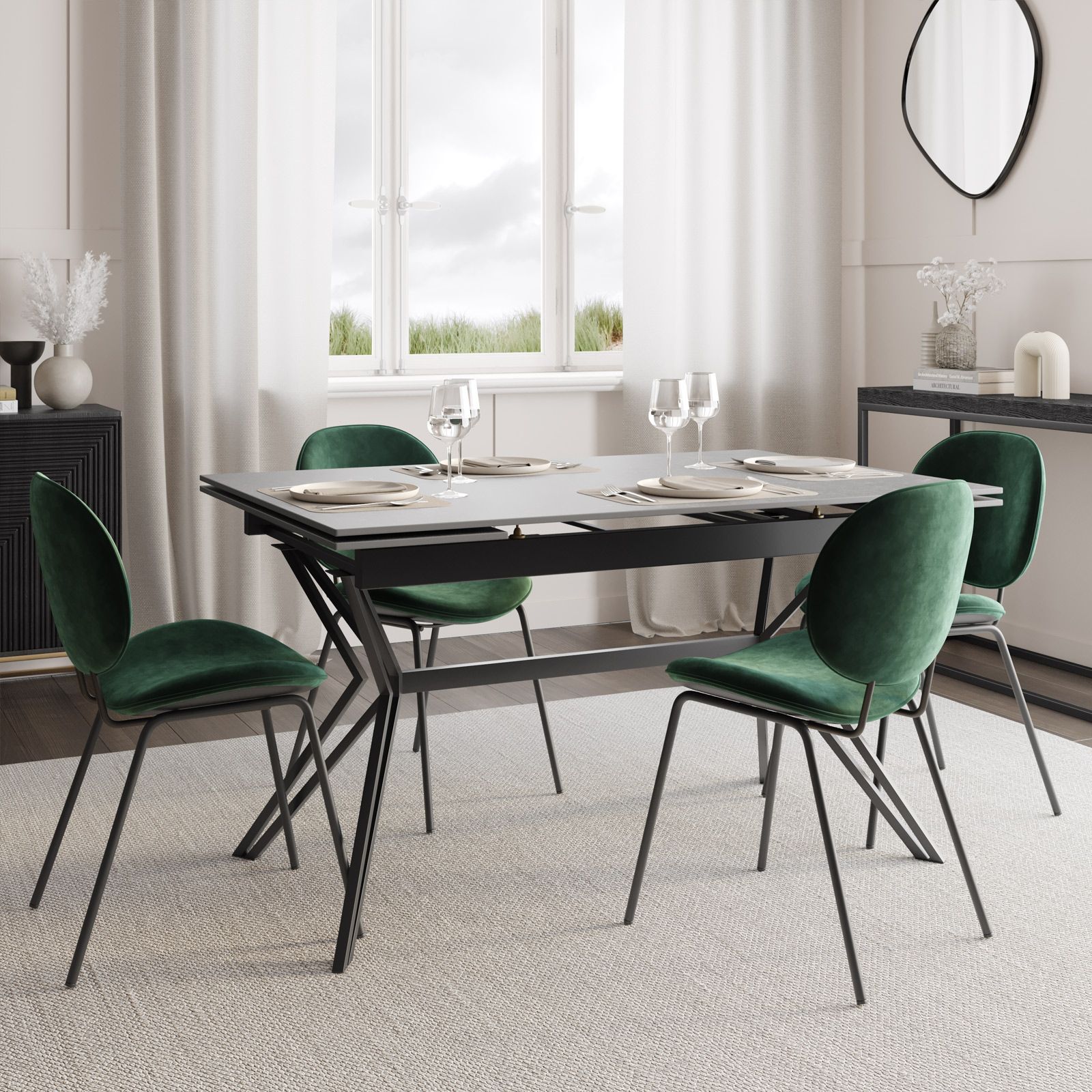 Tavolo allungabile 135-195x90 cm con piano 12 mm in ceramica