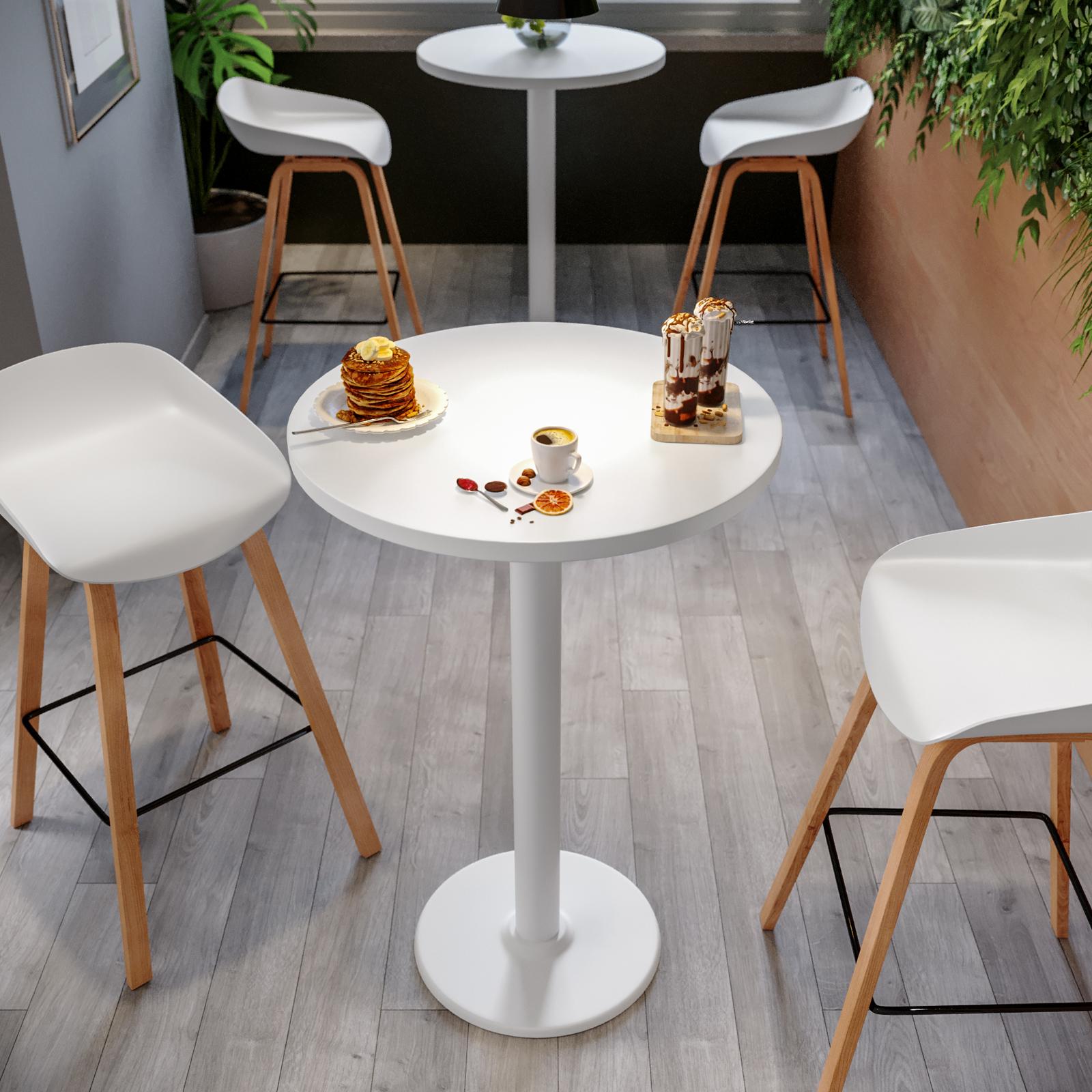 Tavolo Da Bar Rotondo In Acciaio Inox - Alto, Compatto, Con Base Stabile, Per Interno Ed Esterno, Design Moderno