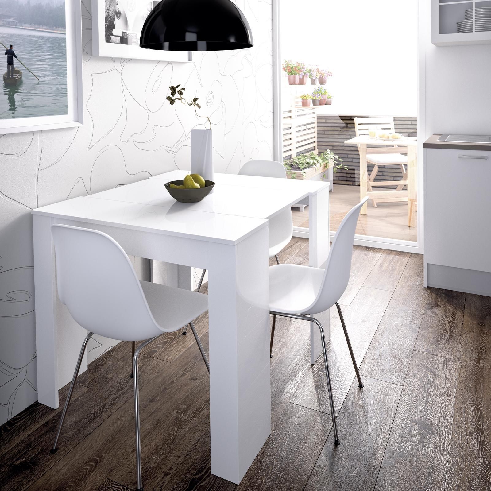 Dyon Basic tavolo cucina allungabile bianco lucido legno 90x137-185cm