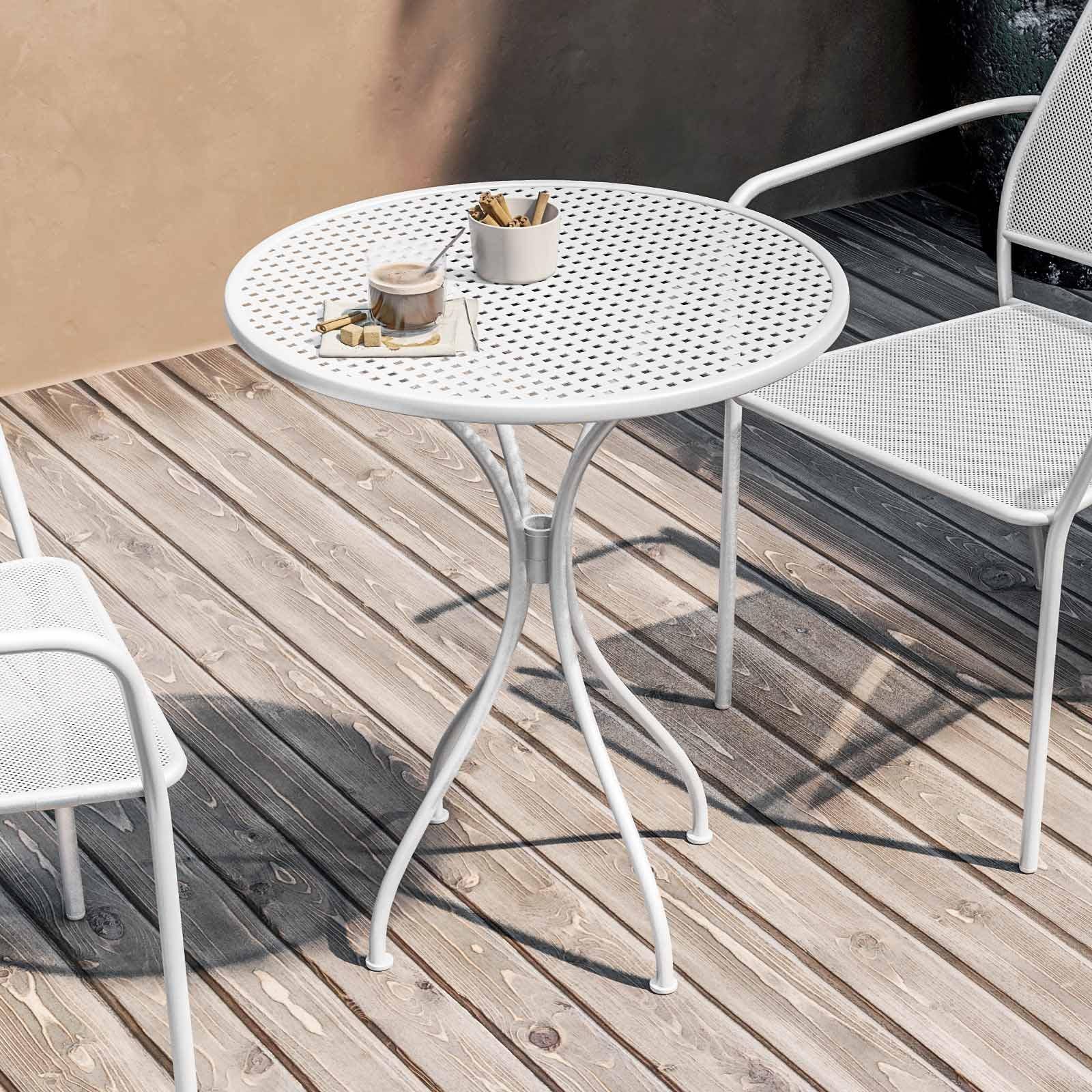 Tavolo da giardino rotondo 60 cm in metallo bianco - Dama