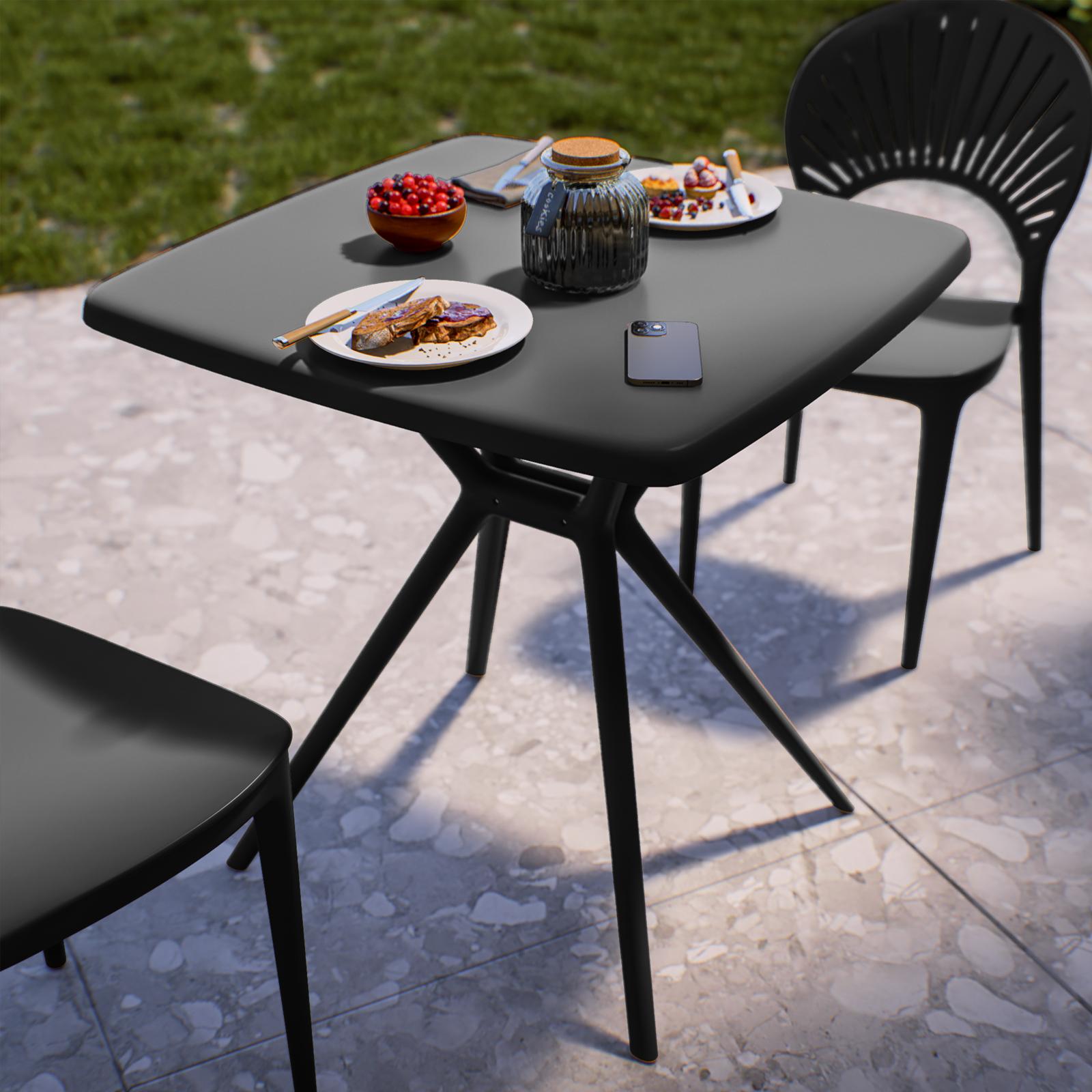 Tavolino Giardino Allungabile GIANTEX Con Portaghiaccio Da 30L - Polyrattan Nero