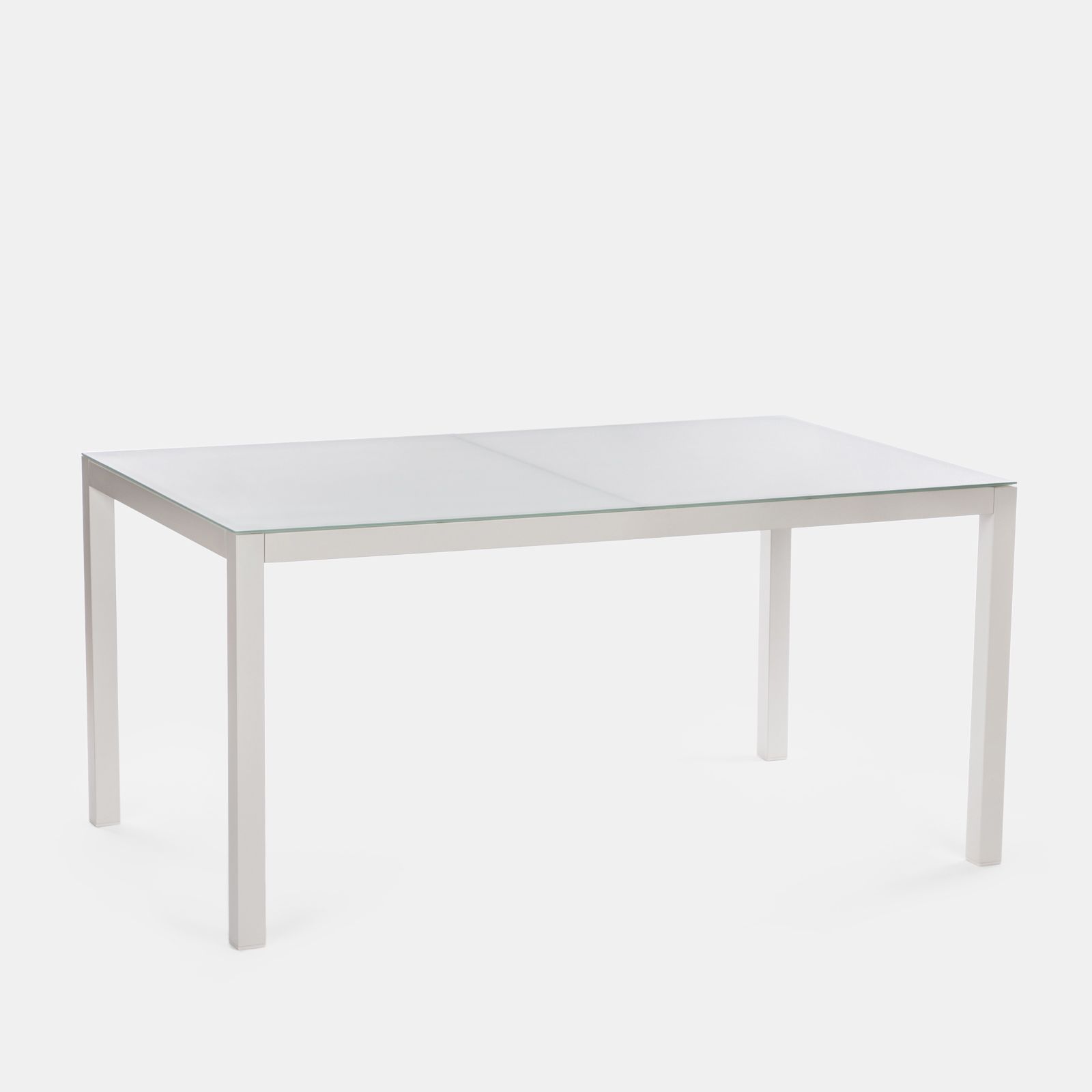 Tavolo da pranzo con top in vetro 150x90 cm alluminio bianco - Carioca