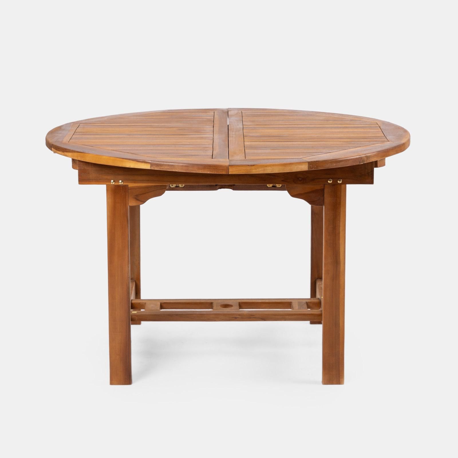 Tavolo da Pranzo Rotondo Allungabile in Legno di Teak (120-170x120