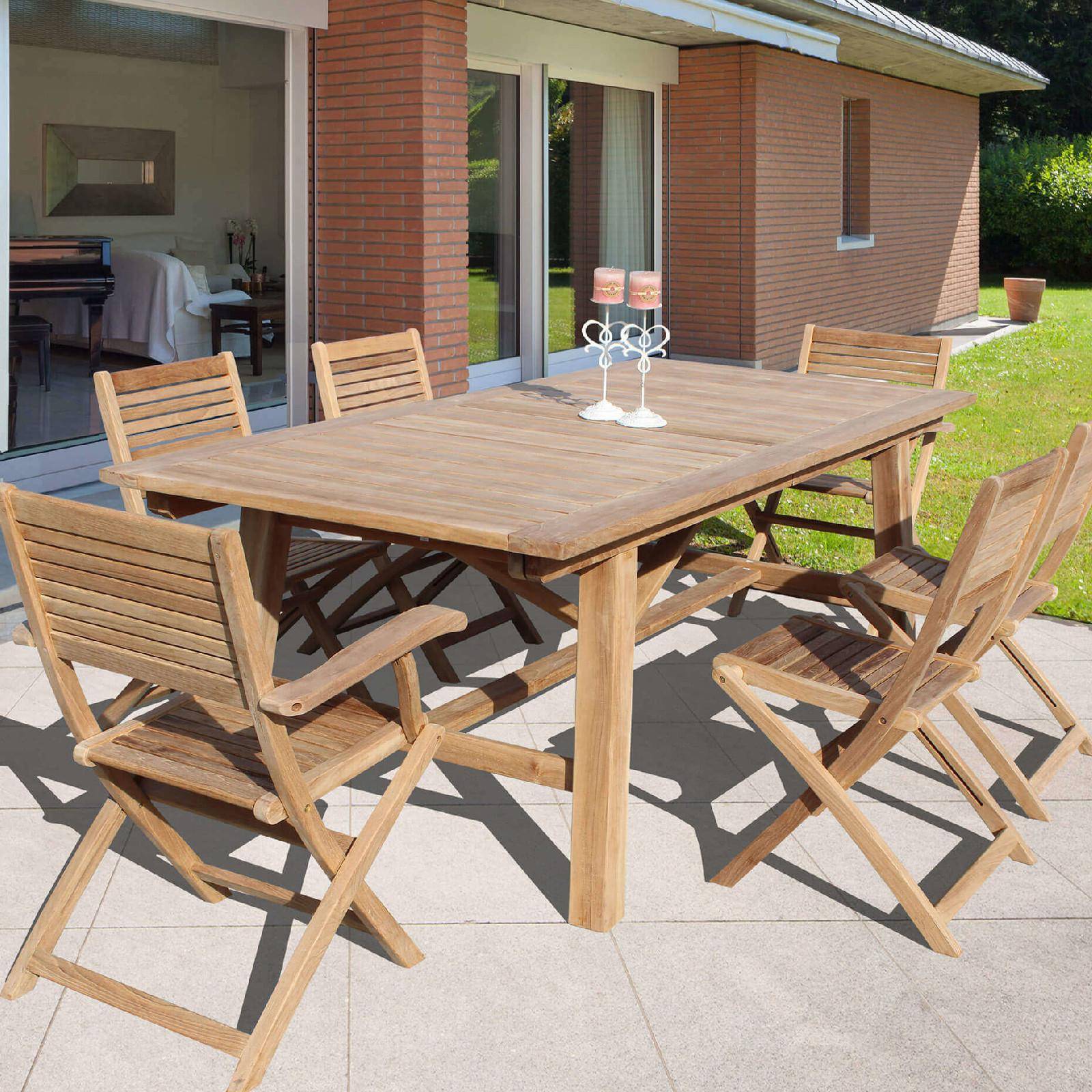 Offerta! TAVOLO da giardino in teak alluminio grigio antracite LANZAROTE  allungabile 200/300 x 100 cm RTT 86 G