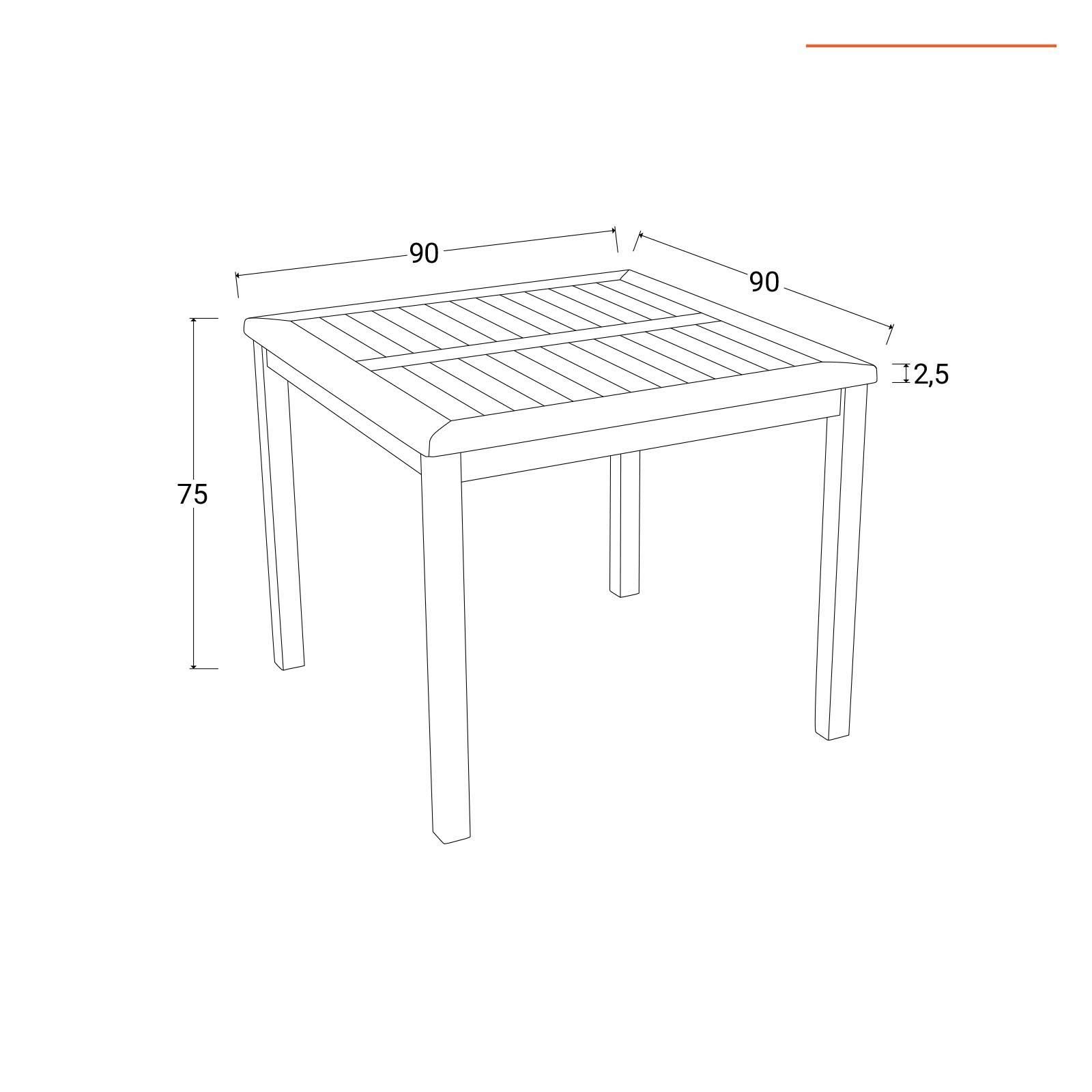 Tavolo in legno 90X90 per giardino o terrazzo - Knit