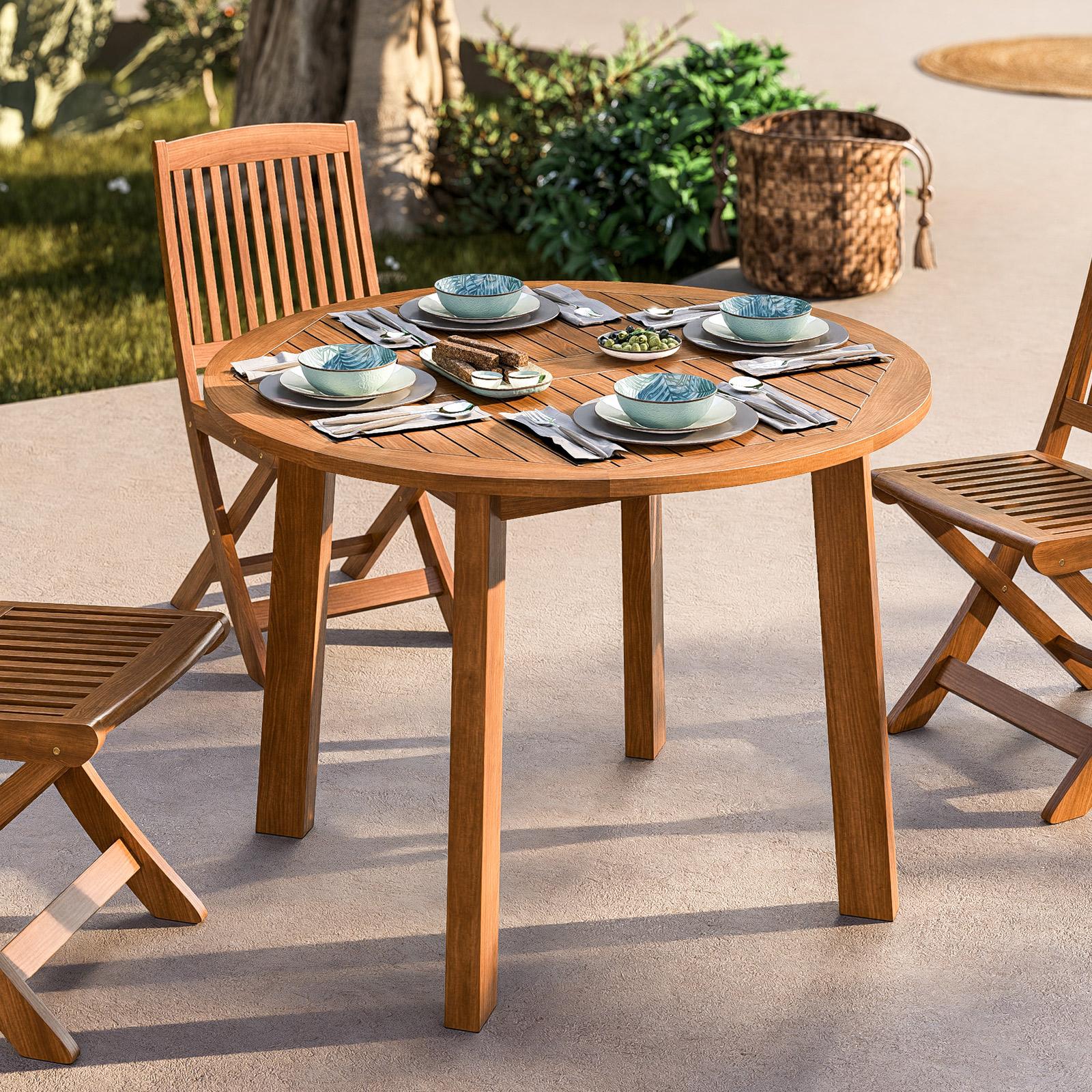 Tavolo da giardino rotondo 110 cm in legno d'acacia Paja