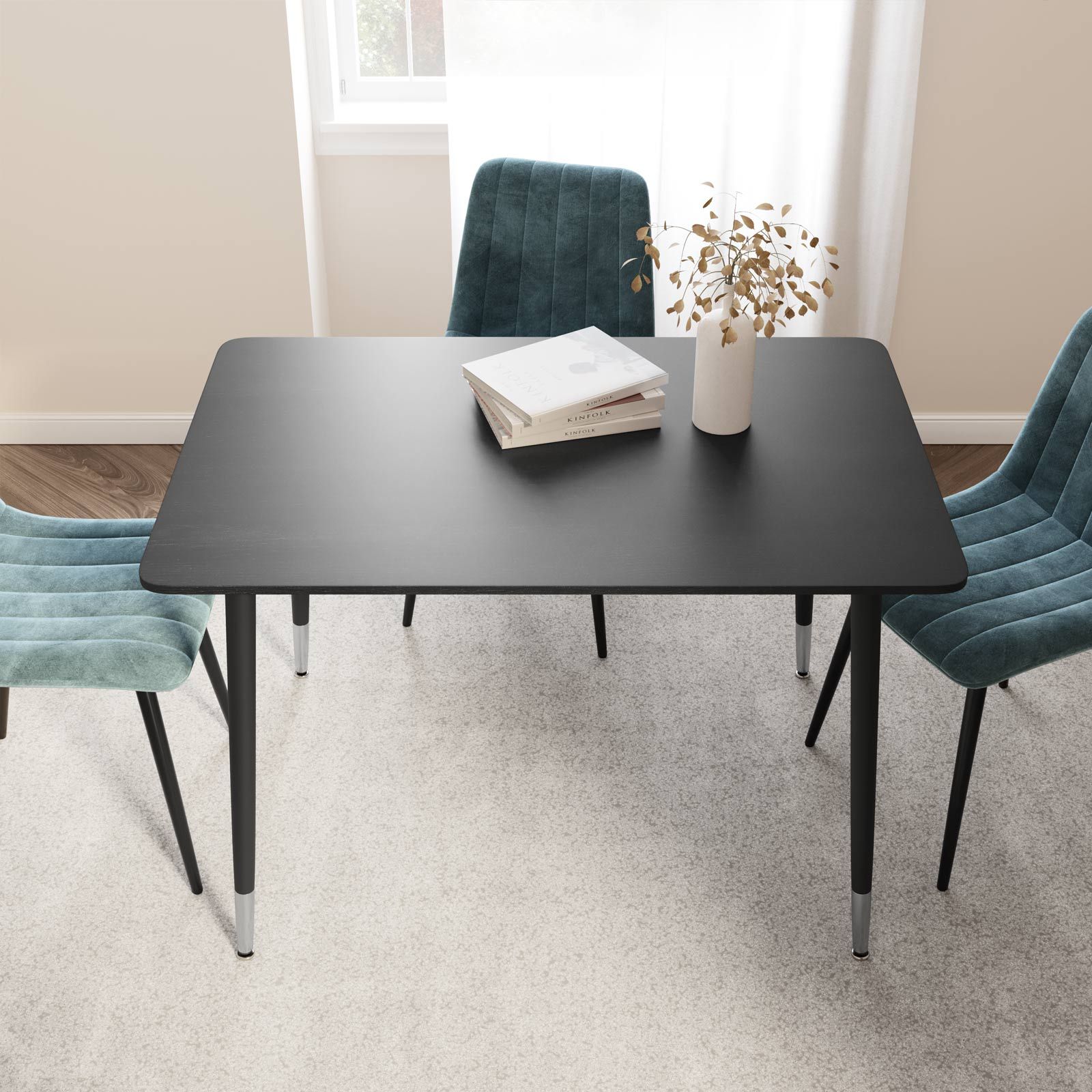 Tavolo da pranzo legno chiaro e nero 120 x 80 cm NEWFIELD 