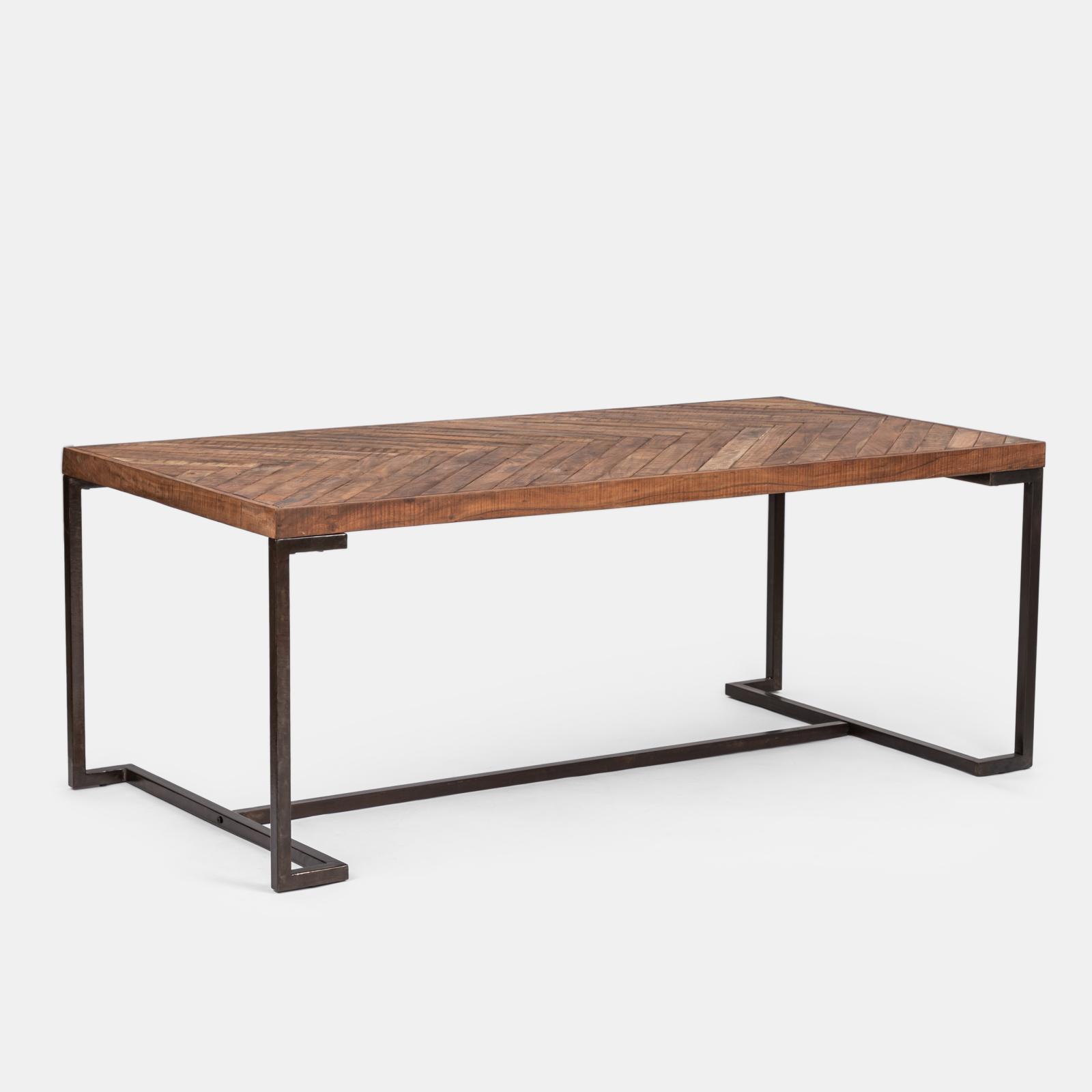 Tavolo Da Pranzo Fisso MOMMA HOME Alaska - 200x100x75 Cm, MDF Rovere Rustico, Gambe In Metallo Nero, Stile Industriale