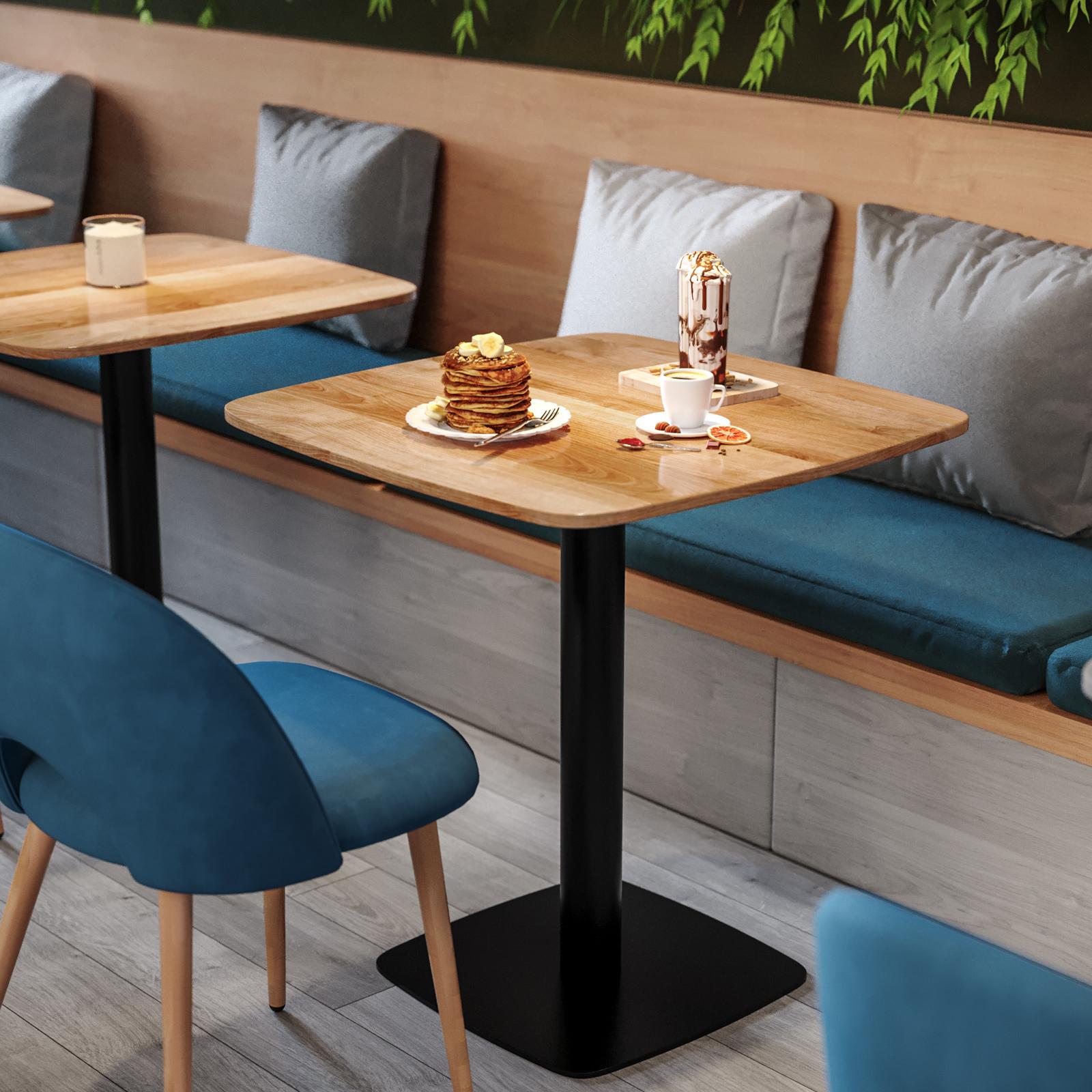 Tavolo da pranzo 60x60 cm top effetto rovere scuro con bordi