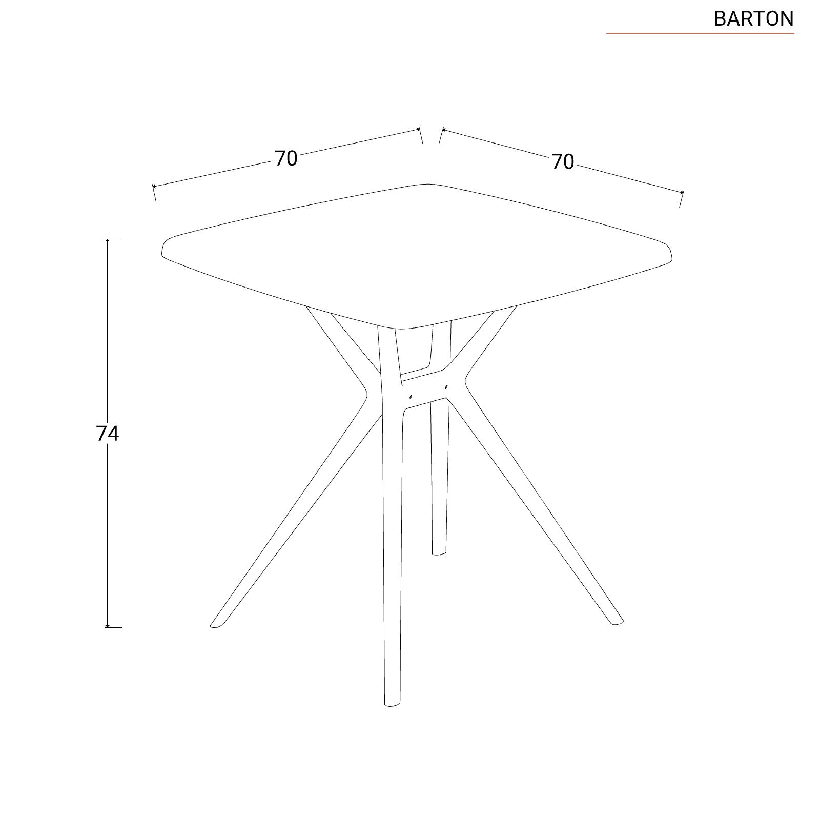 Tavolo da pranzo 70x70 cm per esterno grigio - Barton