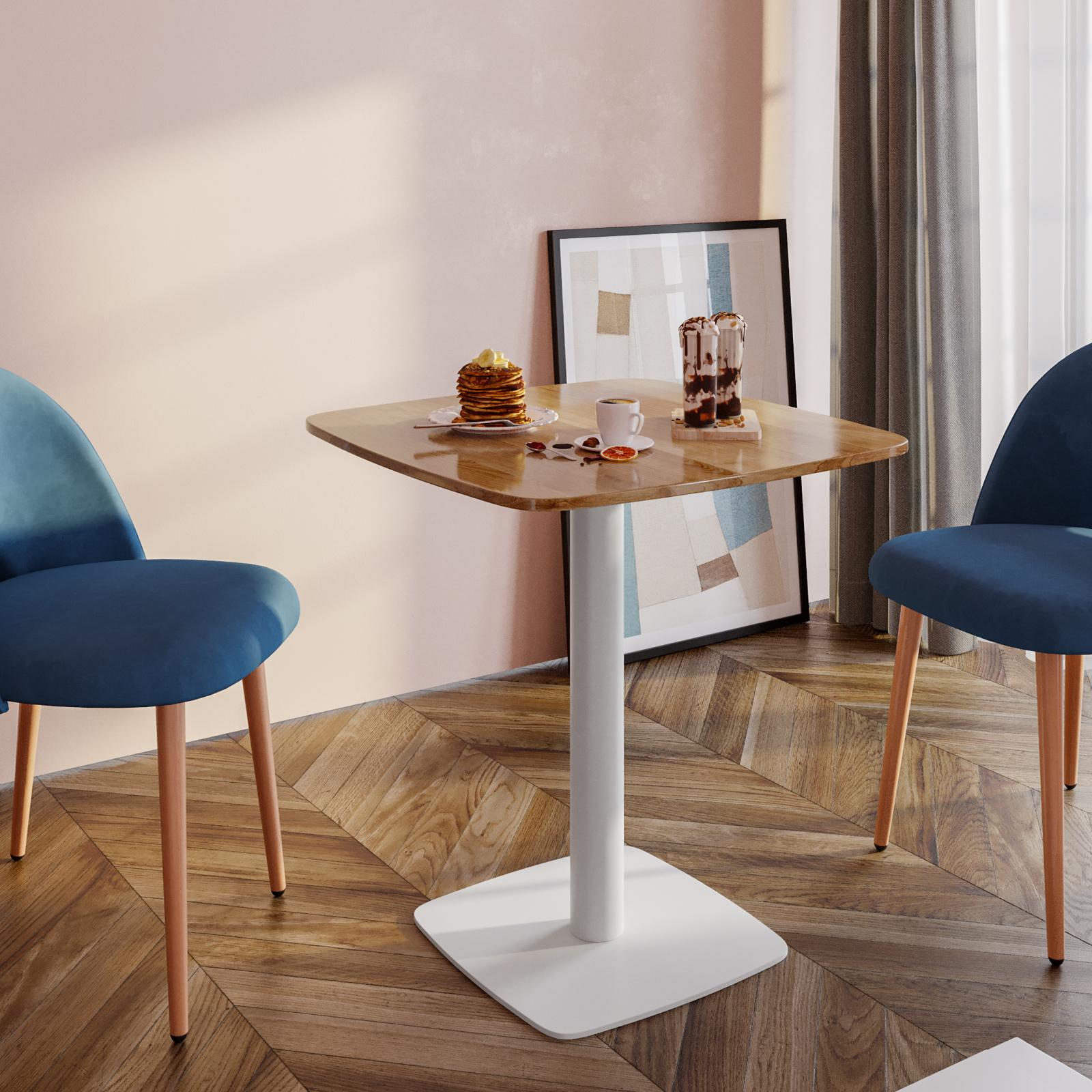 Tavolo da pranzo 70x70 cm top effetto rovere scuro con bordi