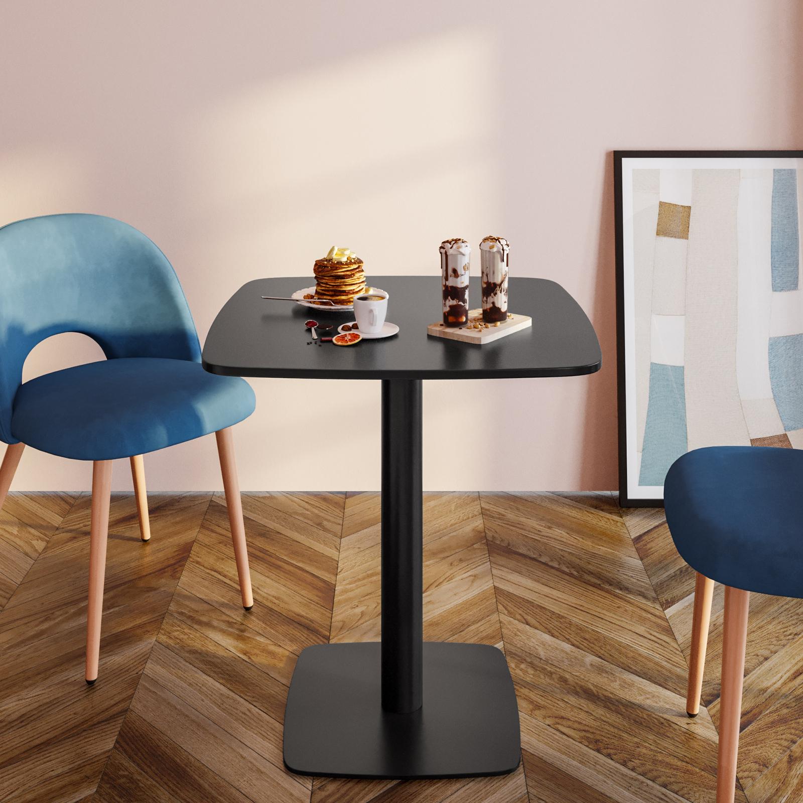 Tavolo da pranzo 70x70 cm top nero con bordi arrotondati e base in - Main Image