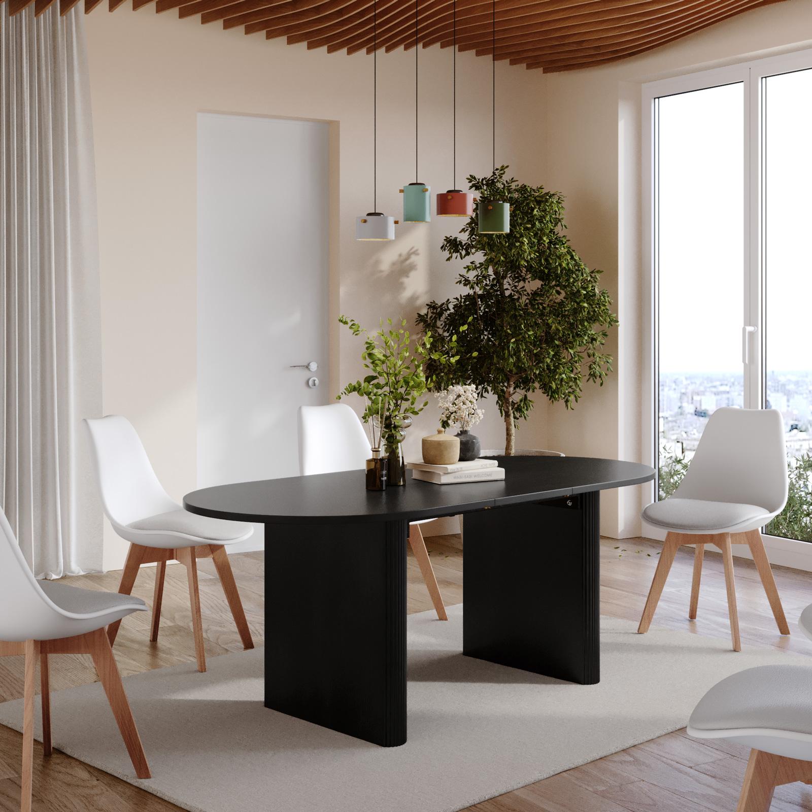 Tavolo da pranzo allungabile 160-200x90 cm nero effetto legno Chad