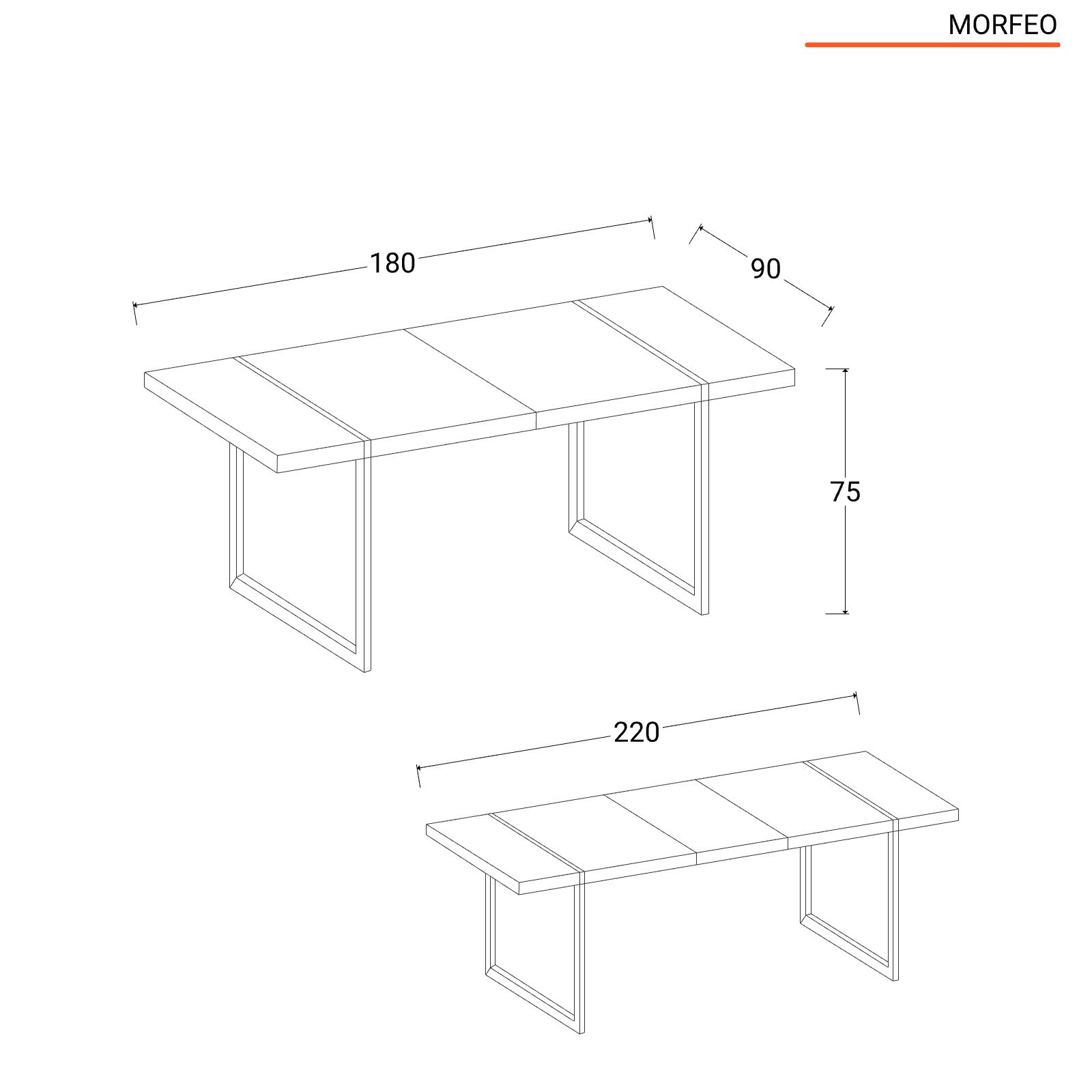 Tavolo allungabile 180-220 cm con top rovere e gambe in metallo nero -  Morfeo