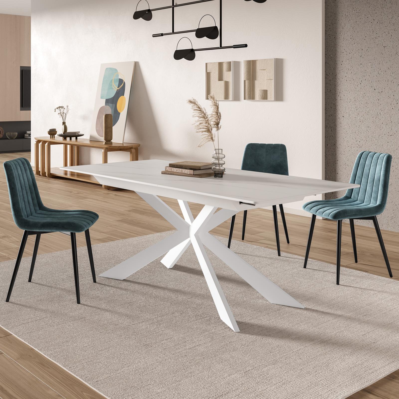 Effetto Marmo Bianco Tavolo Bianco Allungabile Design Tavolo