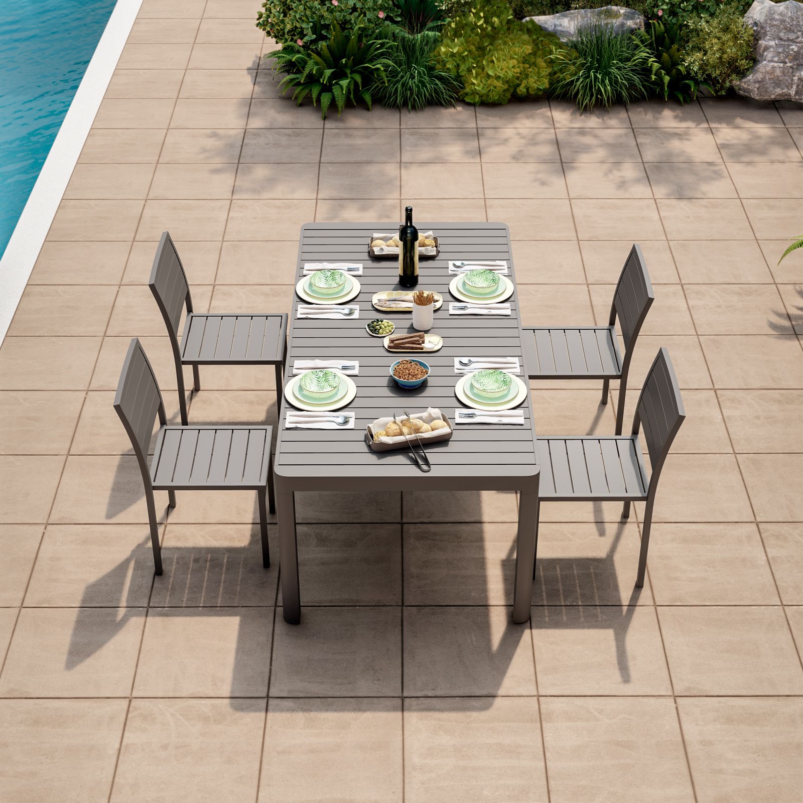 Tavolo da pranzo allungabile 135/270x90 cm in alluminio tortora - Carioca