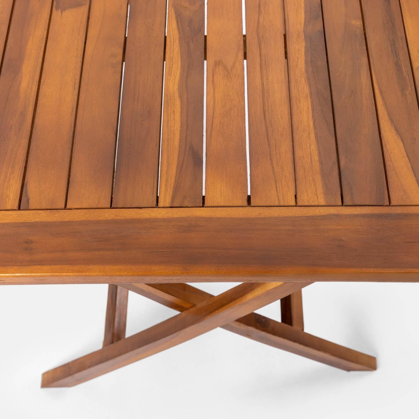 Tavolo da pranzo rettangolare pieghevole in legno di teak (120x70
