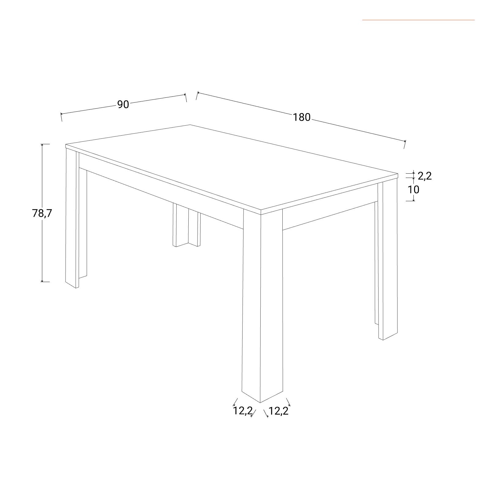 Tavolo soggiorno rettangolare 180x90 Rovere Samoa - Lisbona