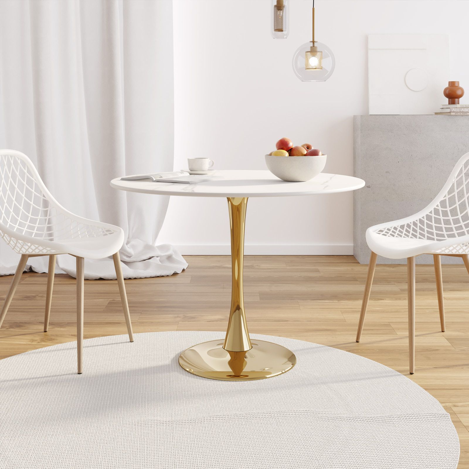 Tavolo rotondo bianco per sala da pranzo L.100 cm Circle