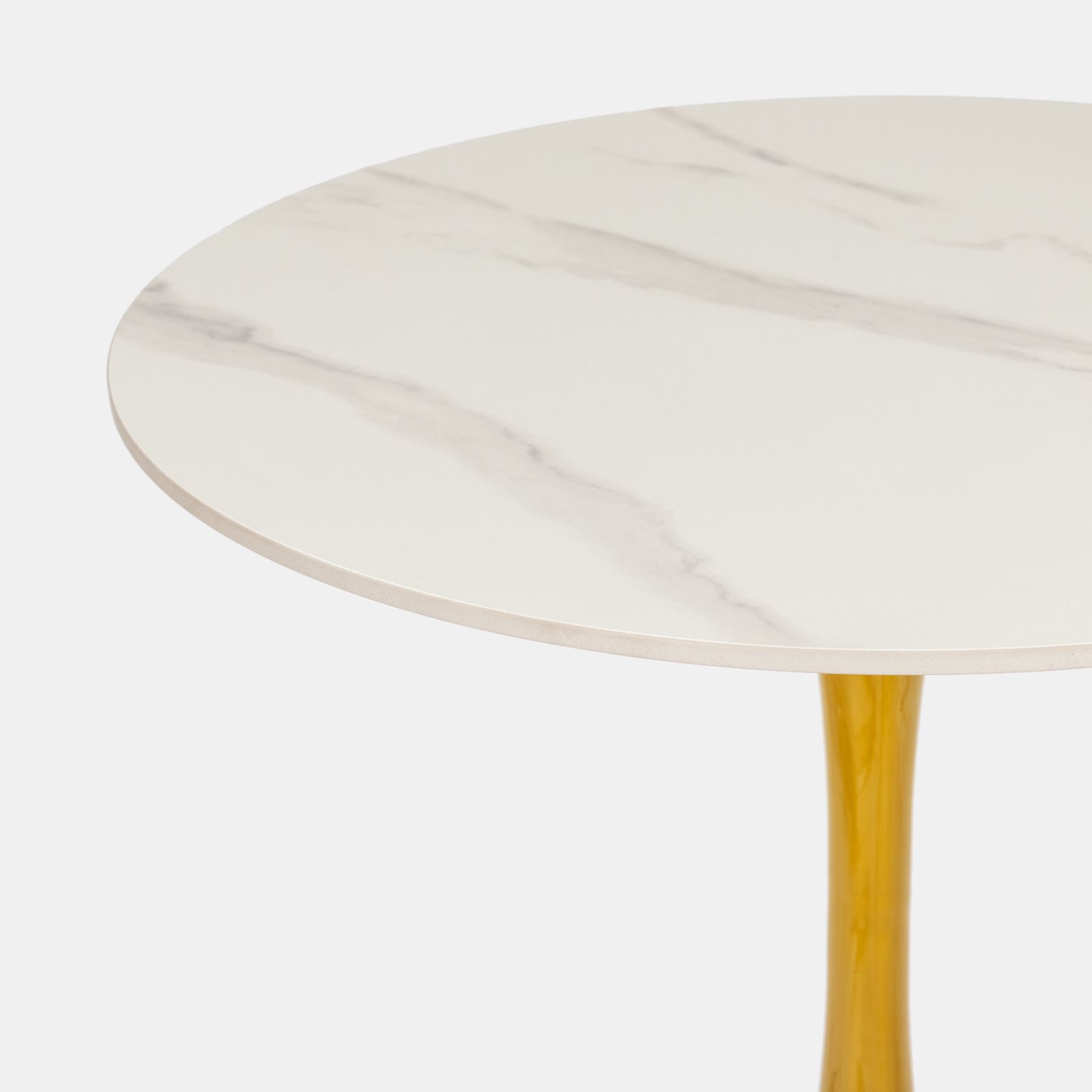 Tavolo da pranzo rotondo 100 cm con piano effetto marmo bianco e struttura  oro - Tulipano