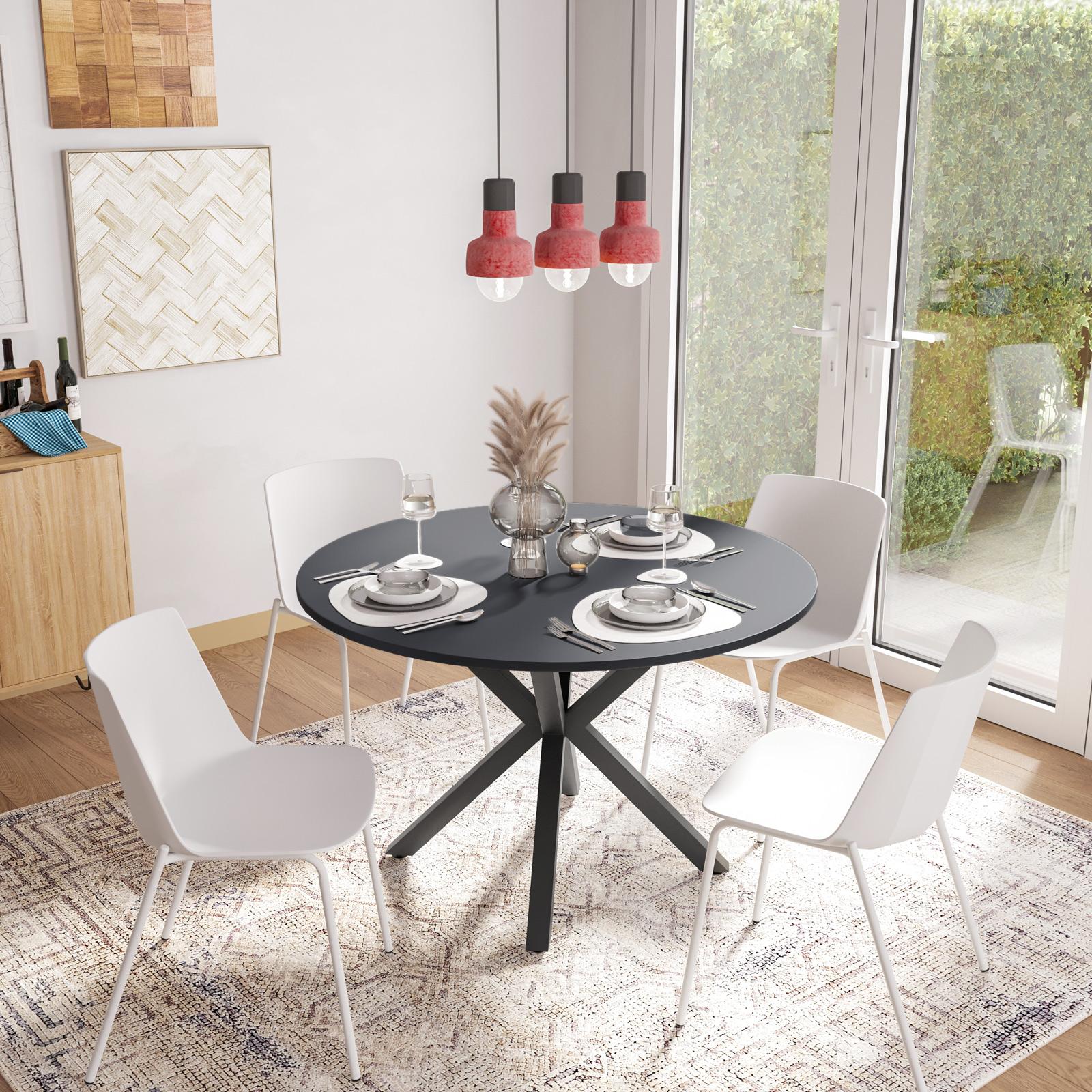 Tavolo rotondo 120 cm con top antracite e gambe incrociate nero