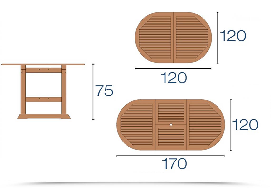 Tavolo da Pranzo Rotondo Allungabile in Legno di Teak (120-170x120 cm) Pira  - SKLUM