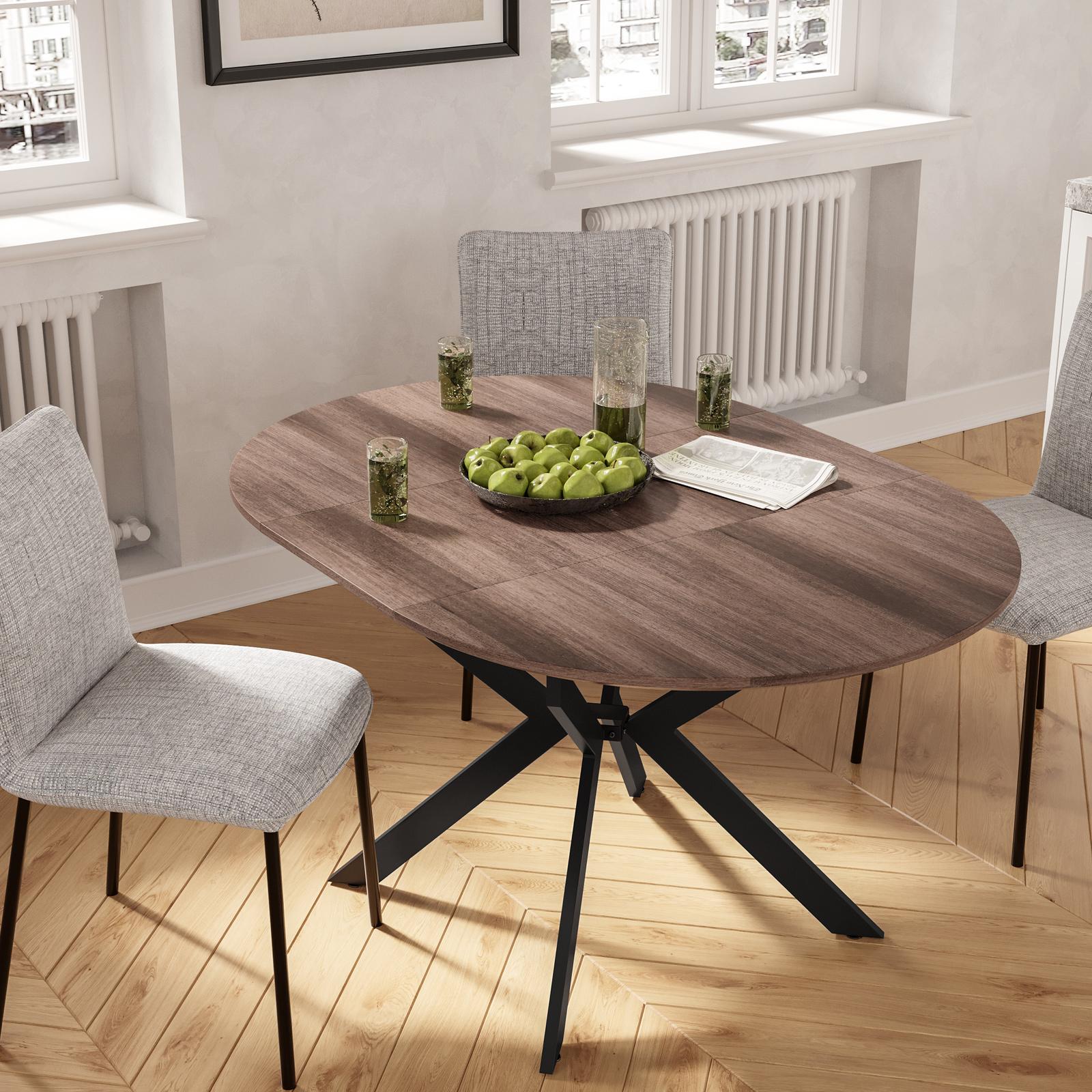 Tavolo rotondo allungabile 100-140x100 cm con piano rovere e gambe