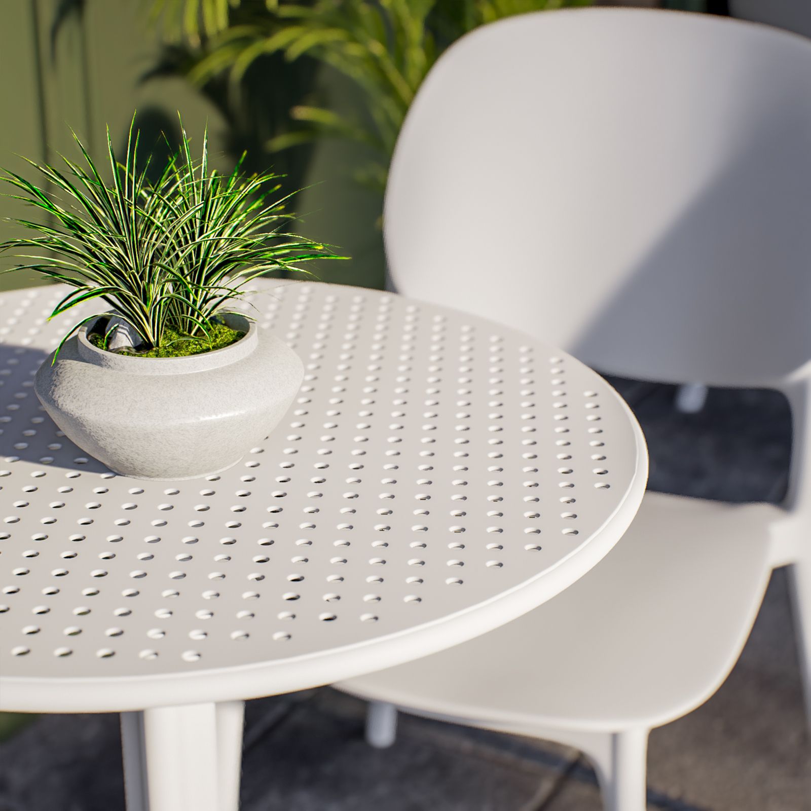 Tavolo Da Giardino Rotondo CLP Lacota 60 Cm - In Polipropilene Resistente A UV E Intemperie, Colore Bianco