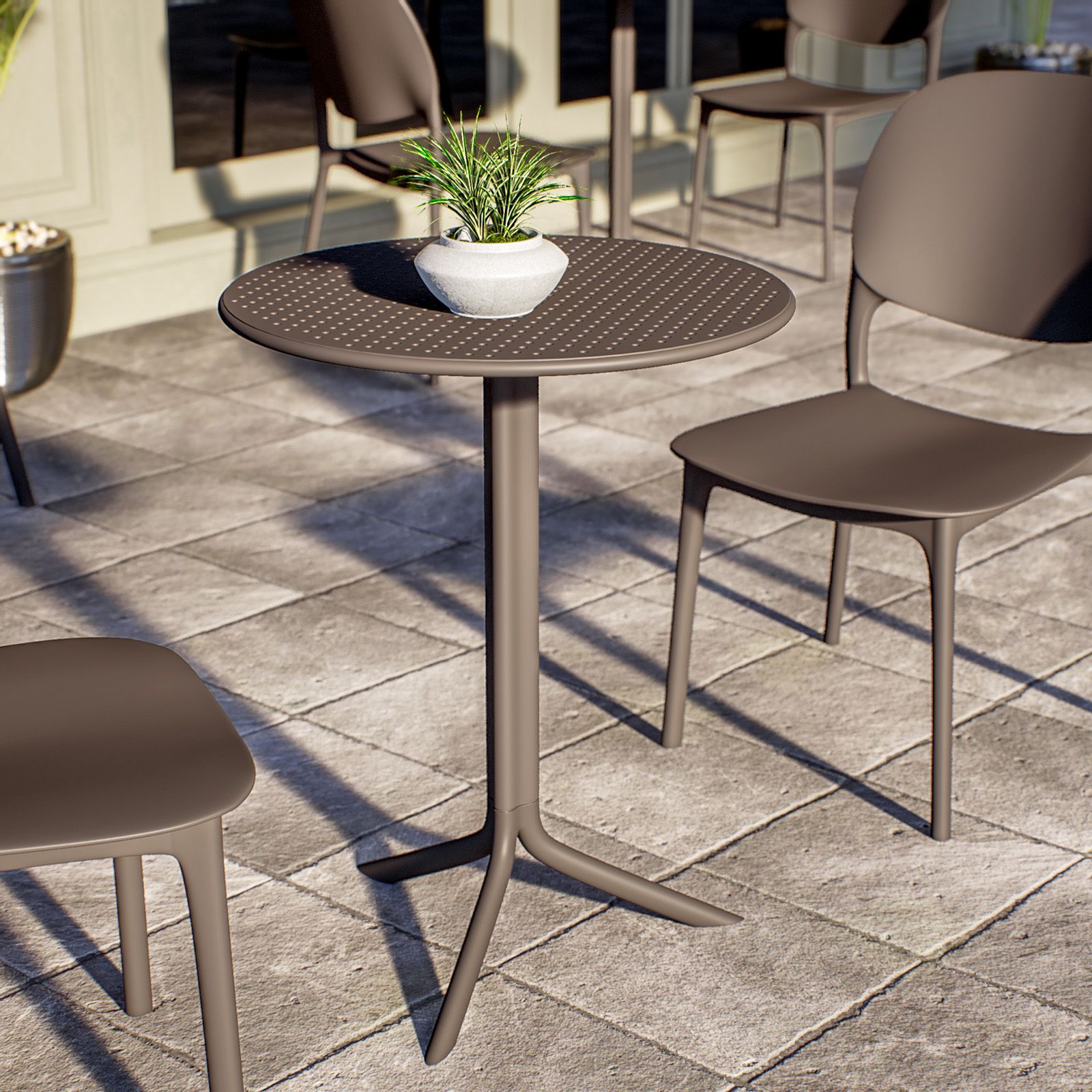 Tavolino Da Giardino Rotondo Saona - Tonka Opaco 50x45cm | Acciaio Cataforetico Resistente - Foto 4