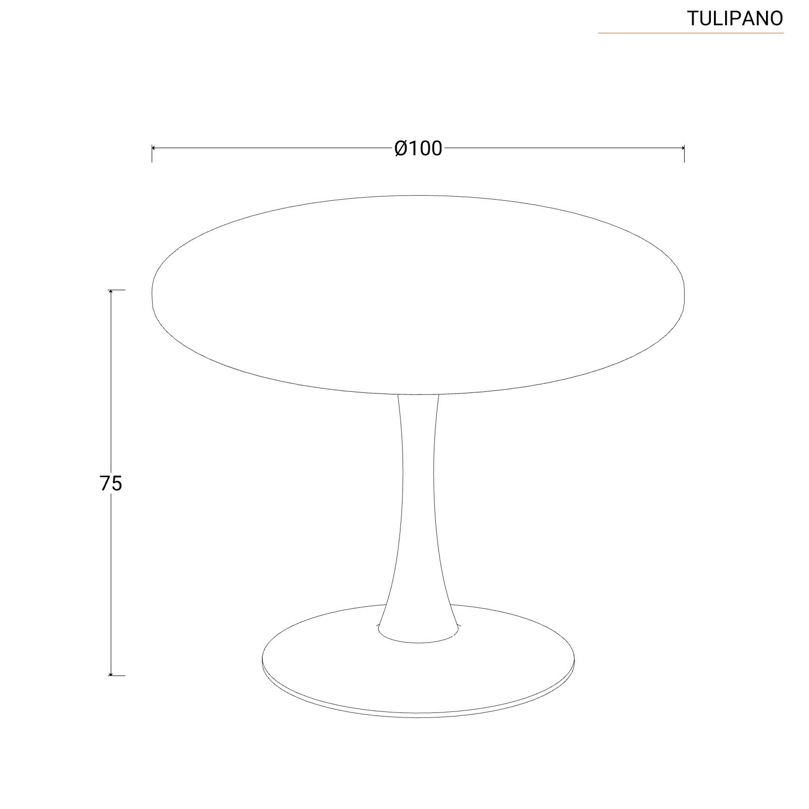 Tavolo tondo 100 cm in legno bianco opaco - Tulipano