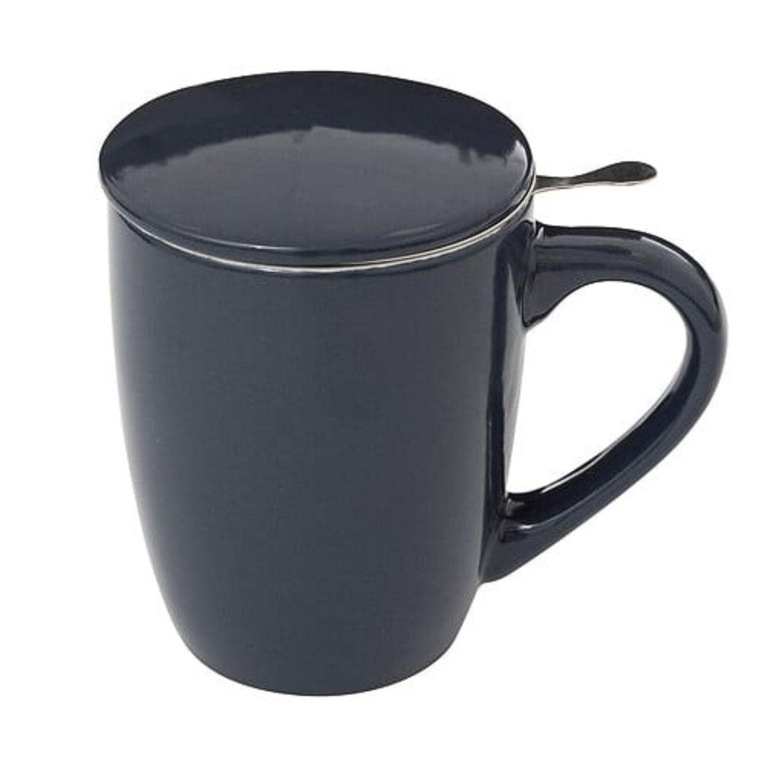 FORLIFE NewLeaf Tazza Da Tè In Vetro Con Infusore E Coperchio – 470 Ml – Blu Marino