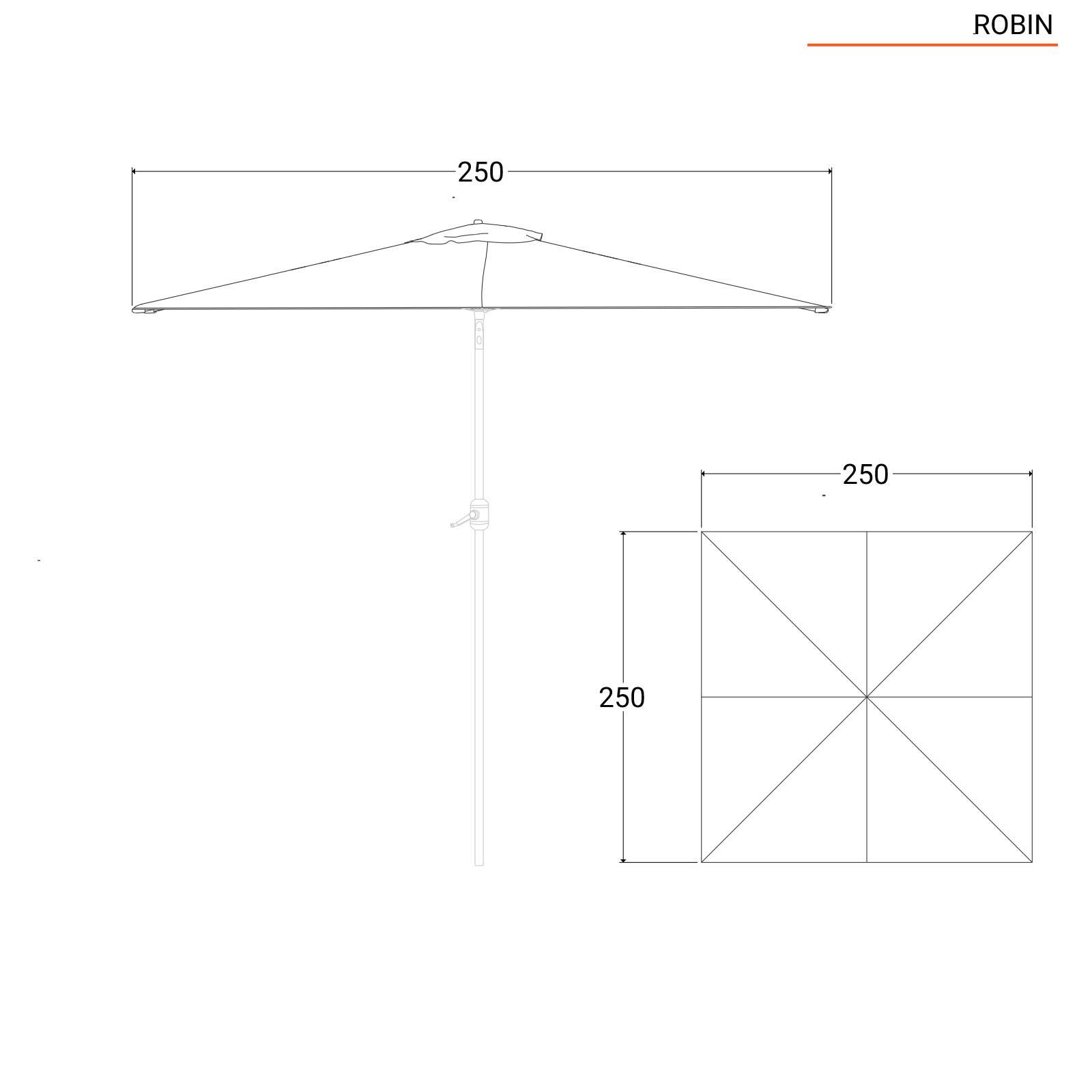 Telo Di Ricambio Per Ombrellone Da Giardino 250 Cm (8.2ft) 6 Stecche – Copertura In Poliestere
