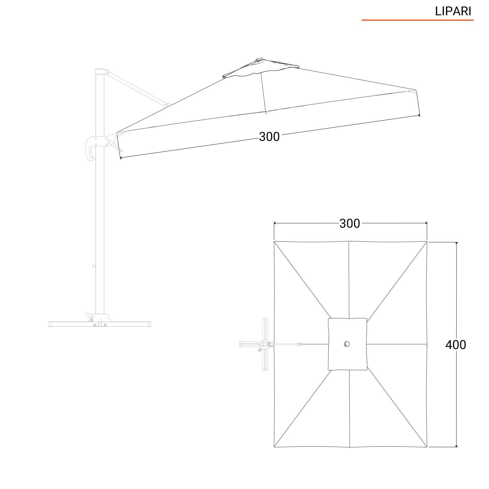 Ombrellone da giardino 3x4 m palo laterale telo antracite - Lipari