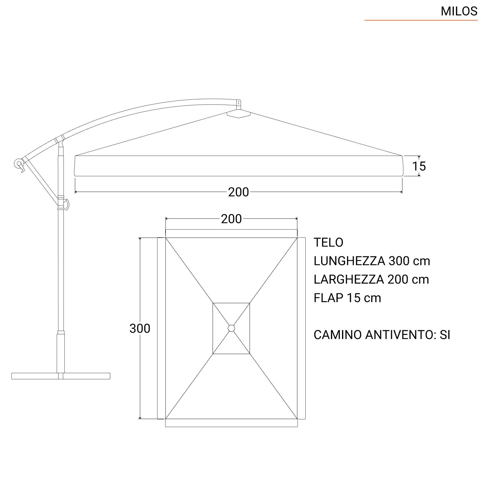Telo Ricambio Per Ombrellone Half Da 300 Cm Color Ecrù In Poliestere Idrorepellente 1