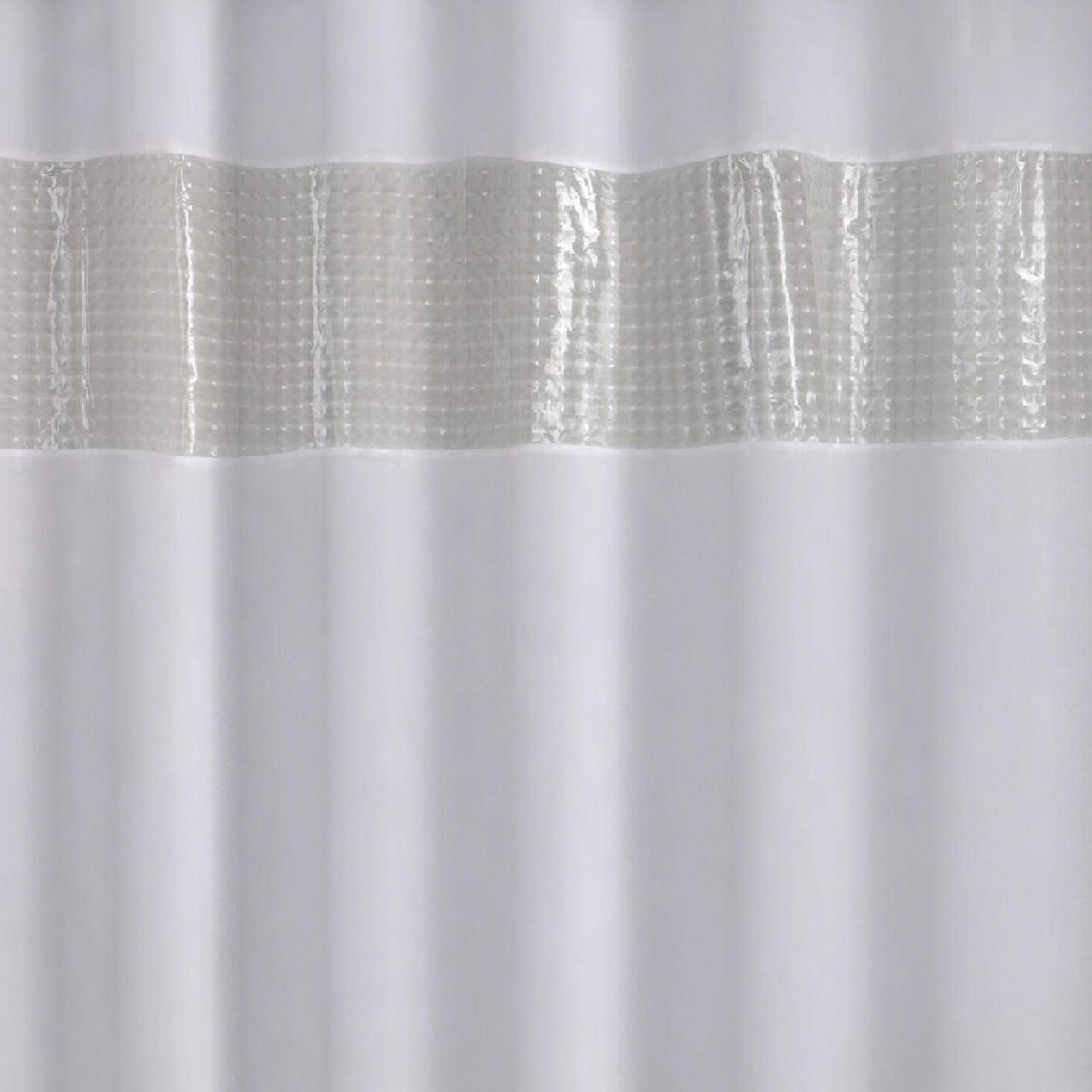 Tenda doccia in poliestere bianca con fascia trasparente 180x200 cm -  Spiraglio Gedy