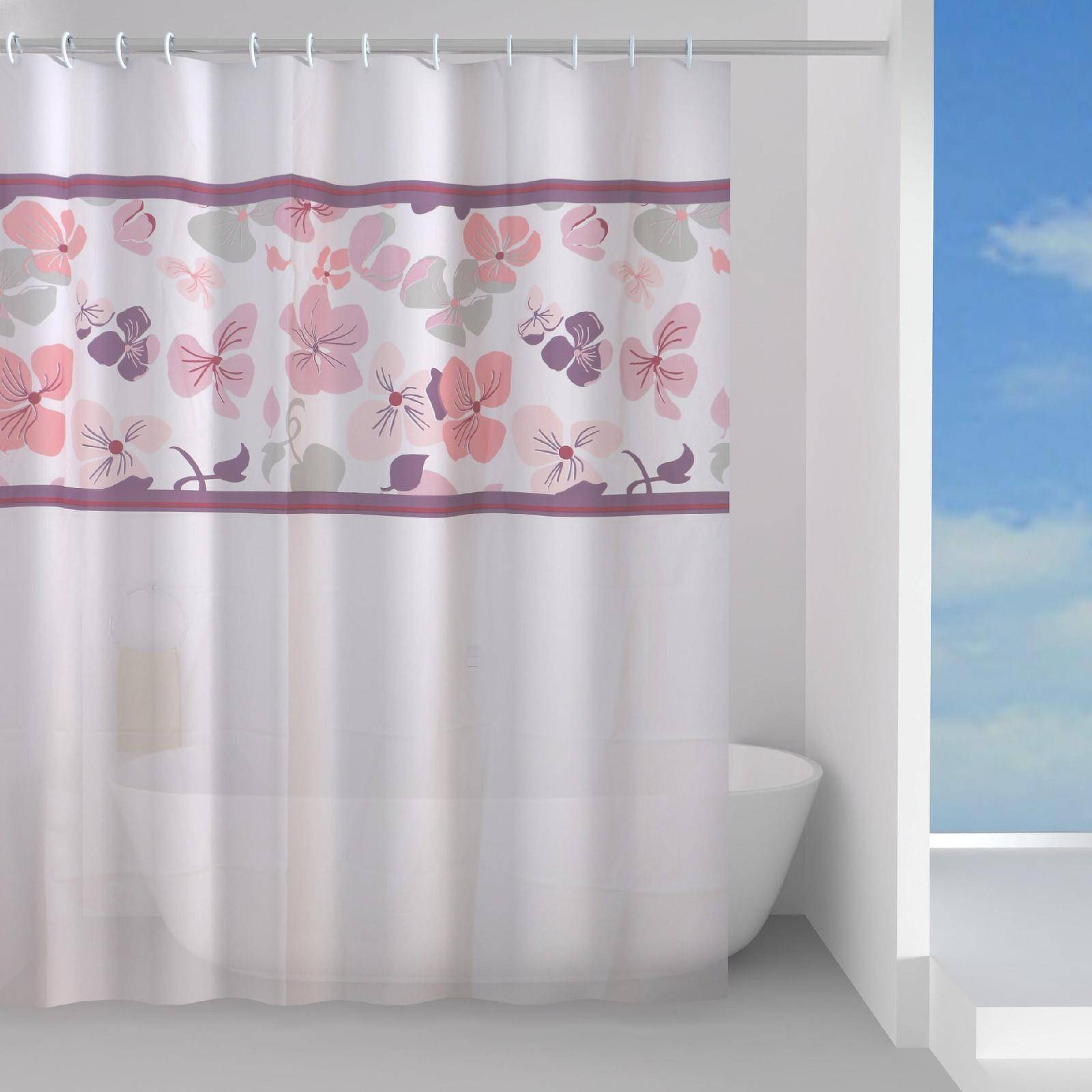 Tenda doccia o vasca in peva 180x200 cm fantasia a fiori rosa