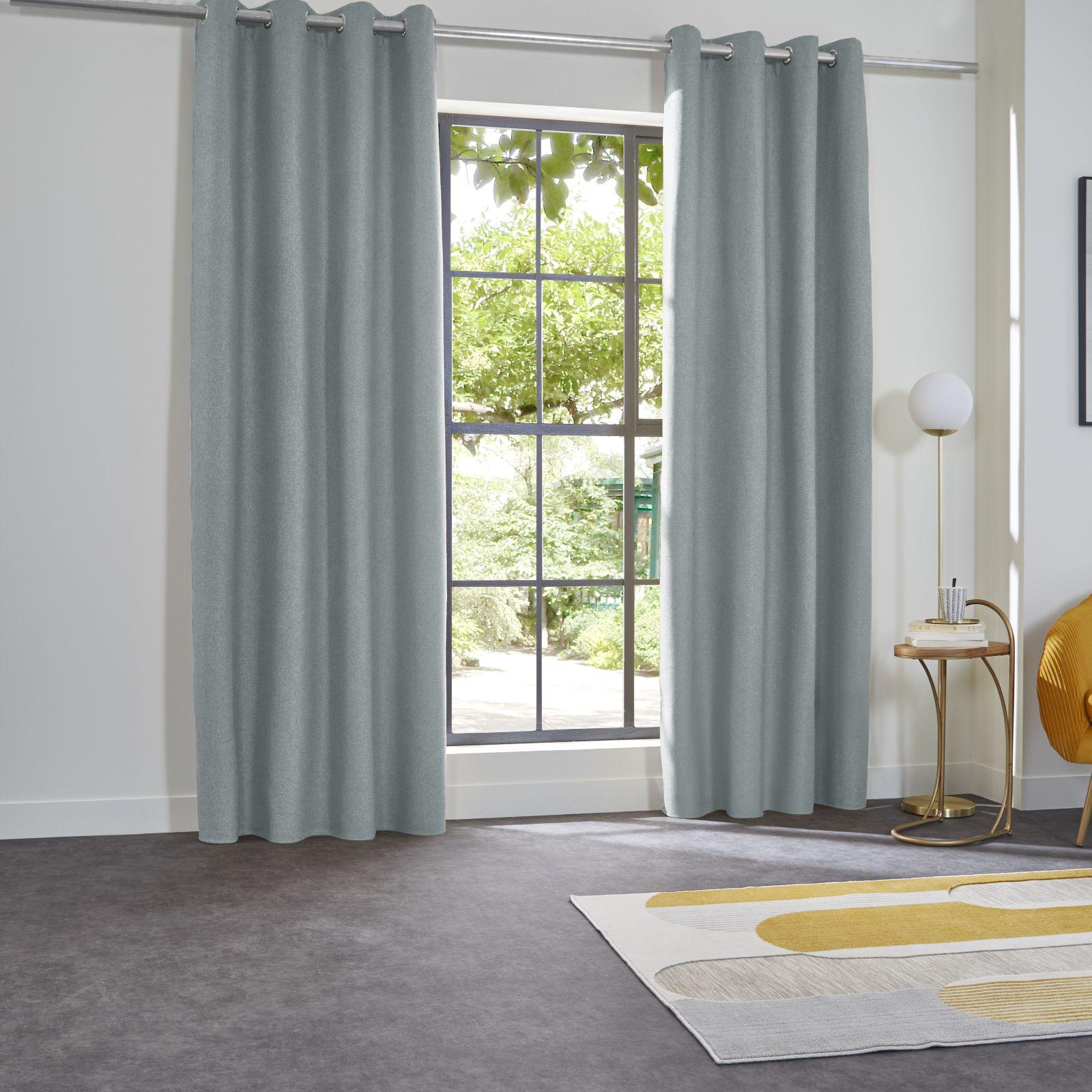 Tende Oscuranti 100% Con Effetto Sfumato Ombré, 2 Pannelli 132x244 Cm, Verde Acqua E Bianco, Con Tasca Per Asta, Isolanti Termici - 5