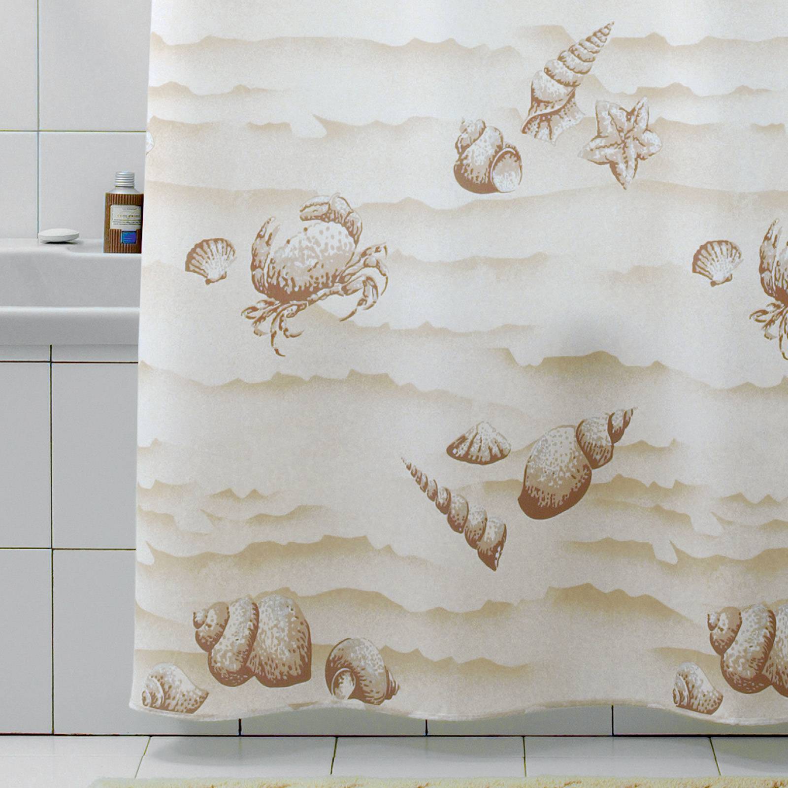 Tenda per doccia Conchiglie beige in tessuto di Poliestere lavabile 240 x  200h cm