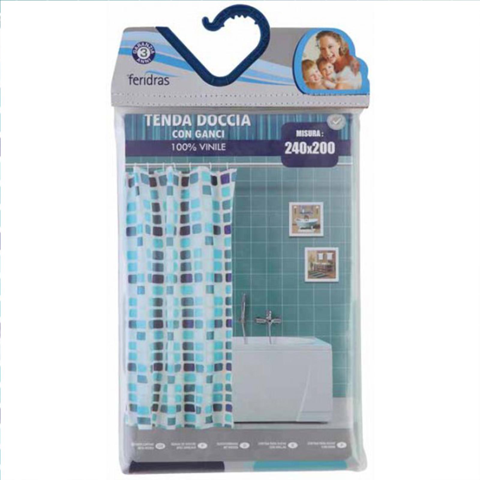 Tenda Doccia Zussun Extra Lunga 183x213 Cm Con Tartarughe Marine E Polipo - Blu, Tessuto Impermeabile Con Ganci Inclusi