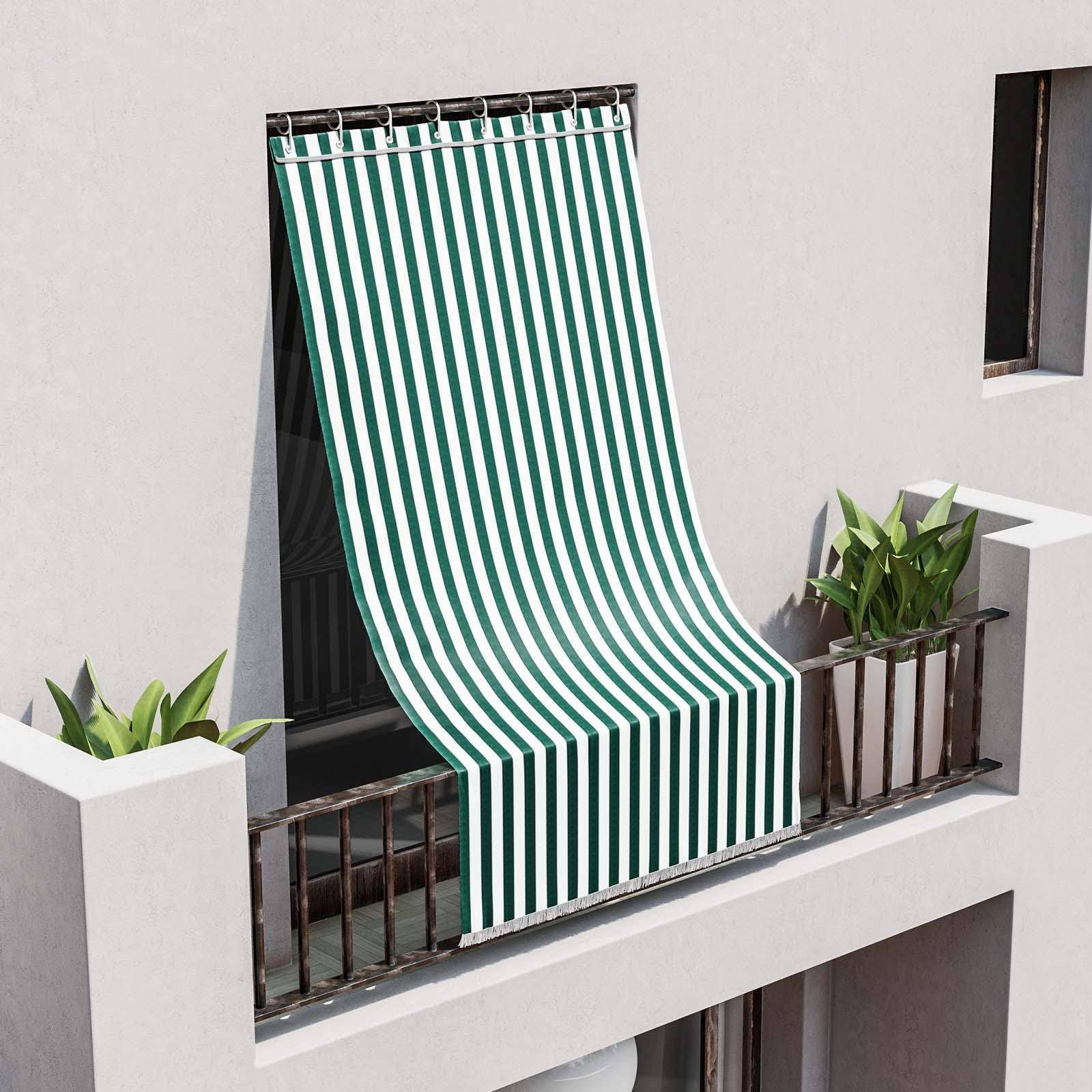 Tenda da sole con anelli 140x300h cm verde a righe