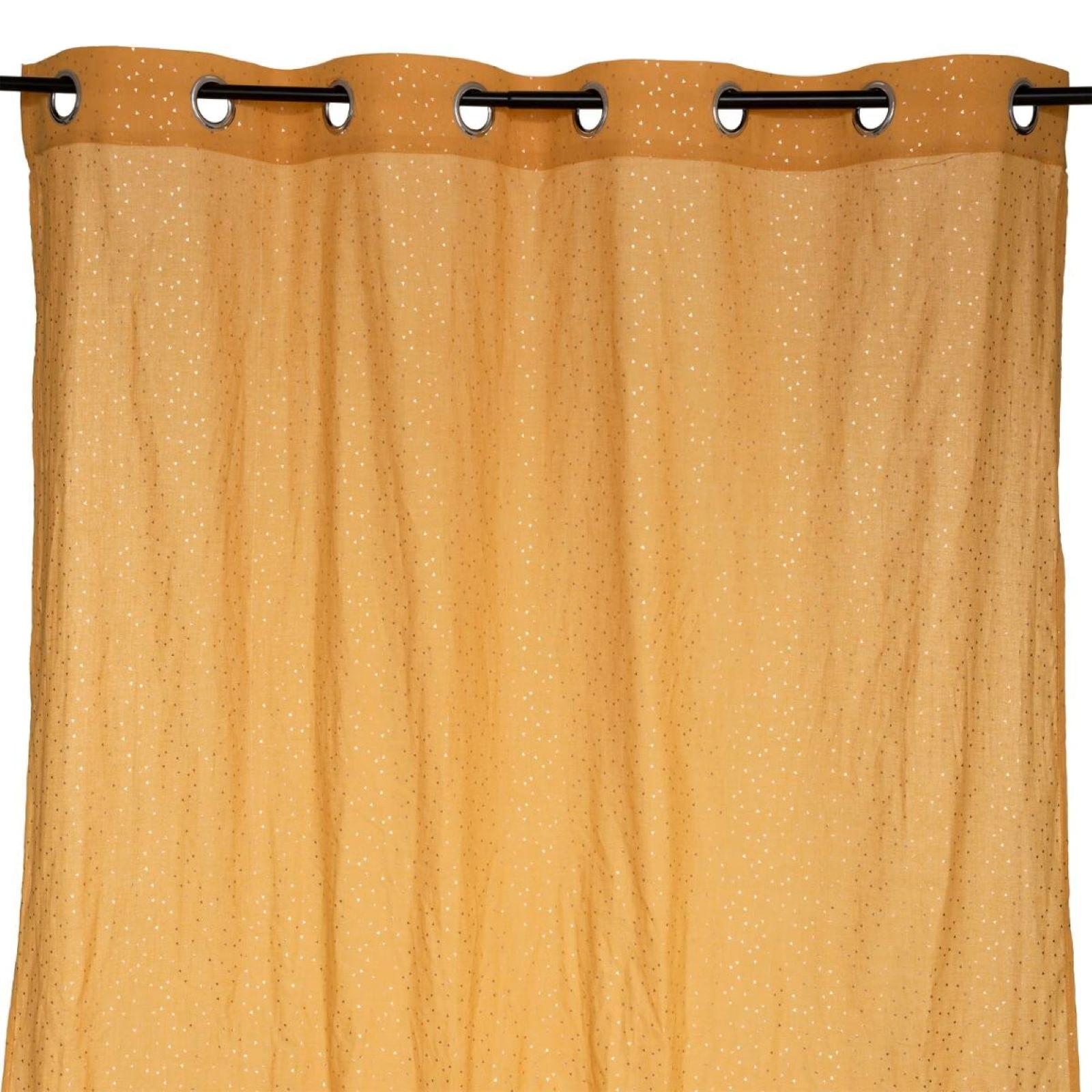Home Collection Tenda Doriana – Tessuto Semitrasparente Rigato, Finitura Con Bretelle E Orlo Piombato – Arancio, 140x290 Cm