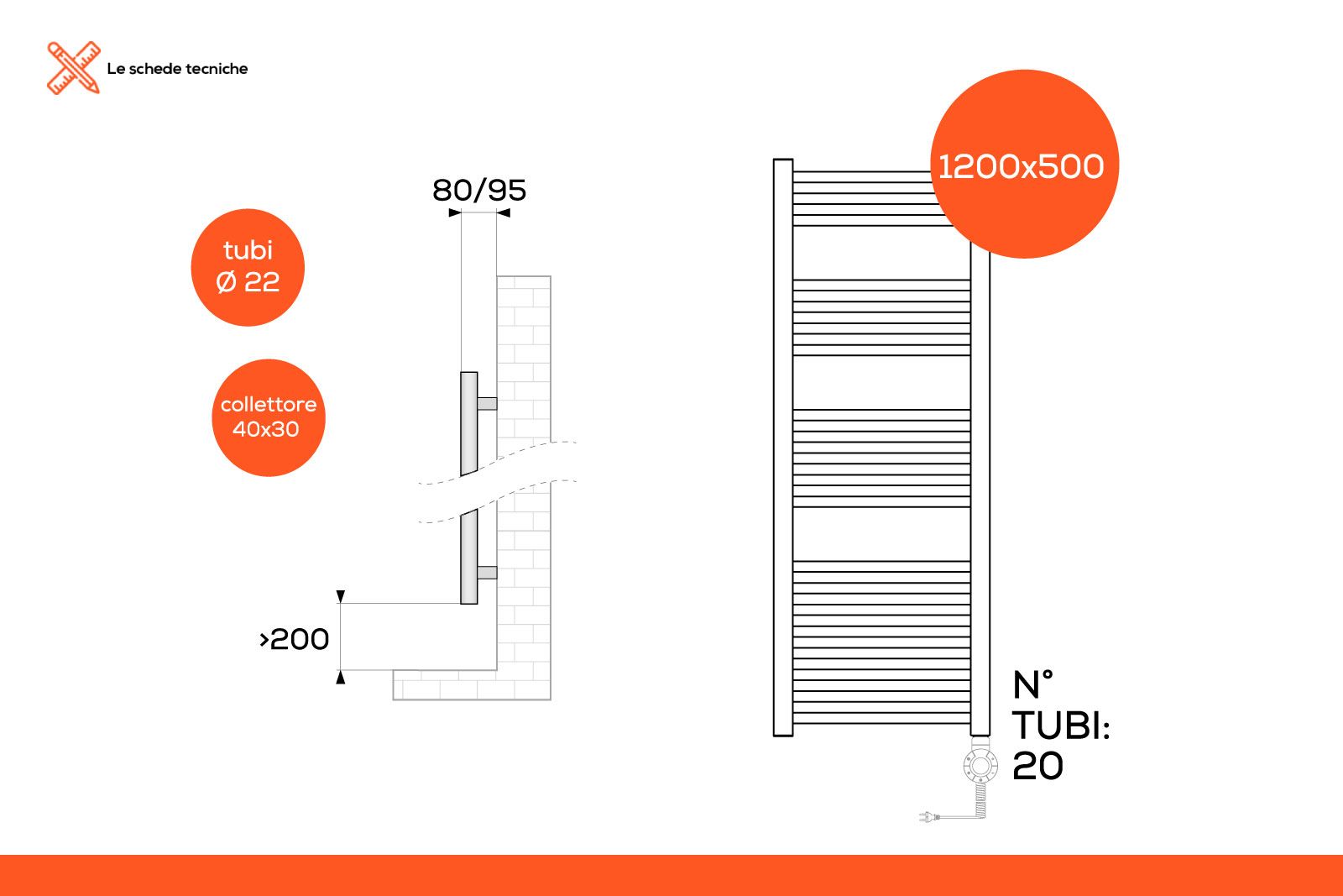 Scaldasalviette Termoarredo Elettrico 120x50 Cm Bianco 500W Termostato  Digitale