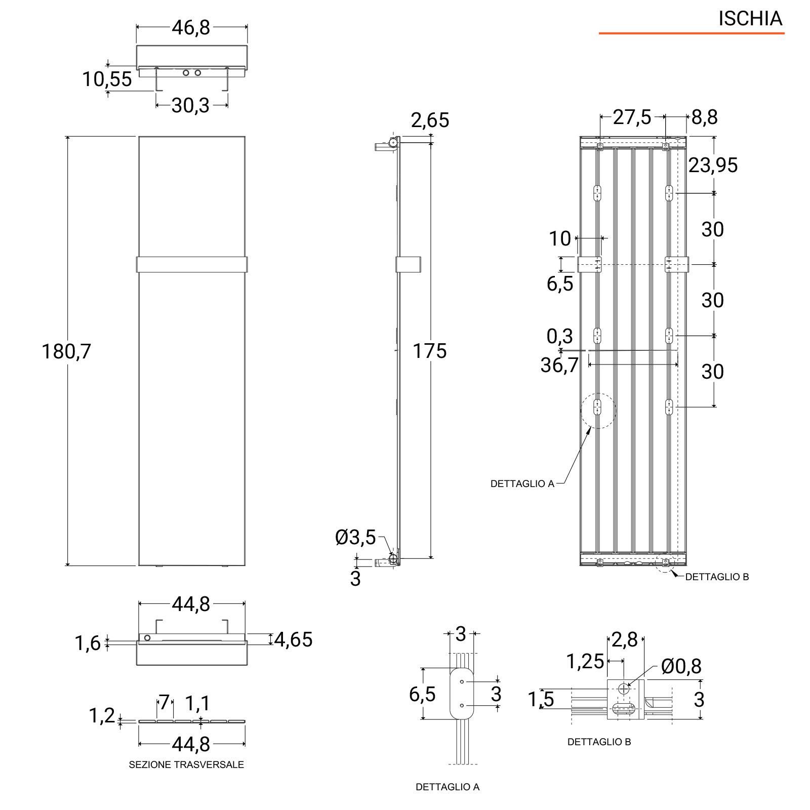 Termoarredo a piastra Lazzarini 1800x450 mm antracite cod. 383754