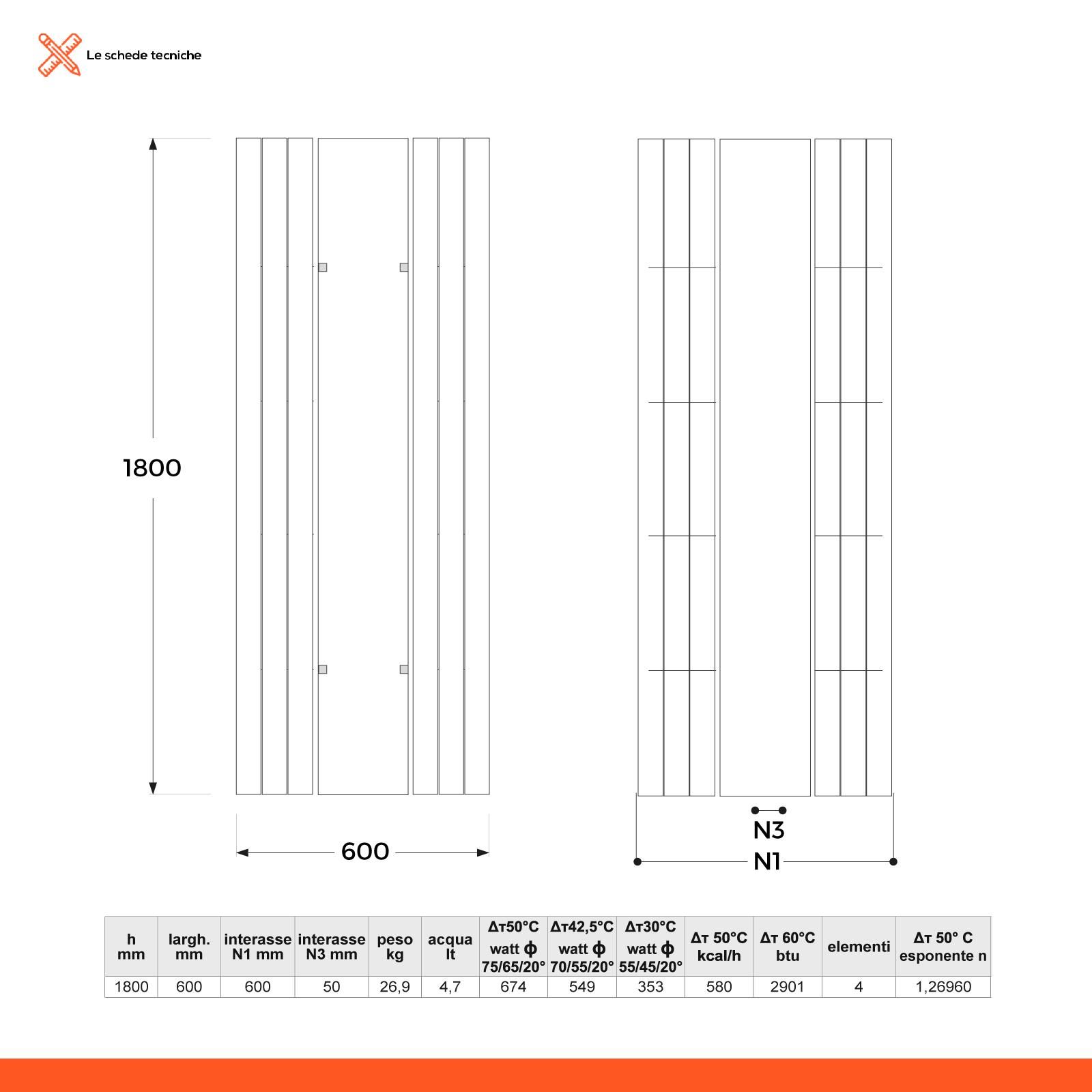 Termoarredo 1520x600 mm con specchio e modalità risparmio energetico -  E-Mirror di Lazzarini