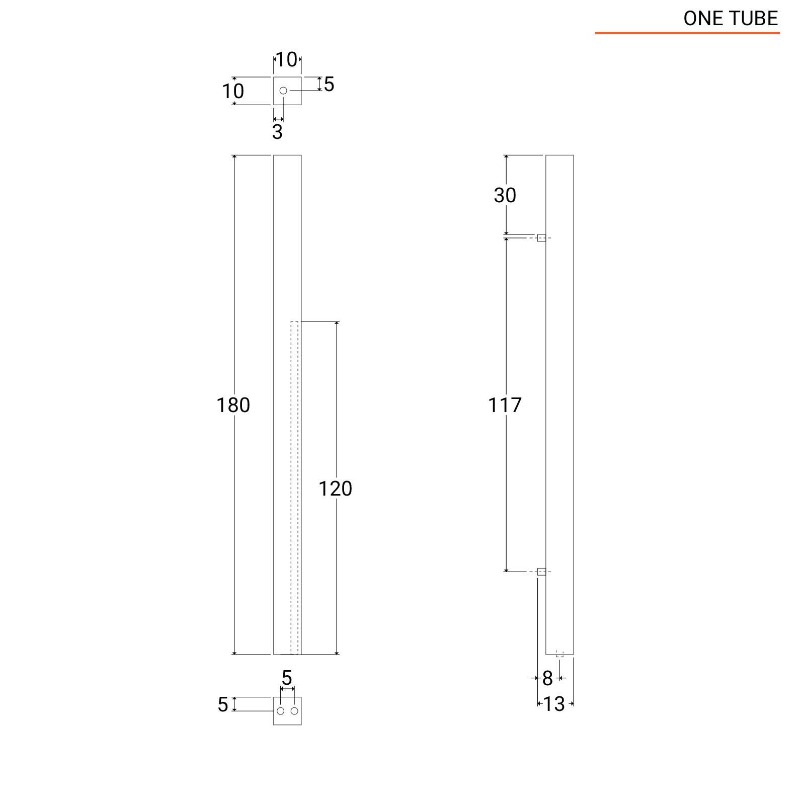 Termoarredo 1800x100 mm in acciaio antracite - One Tube di Lazzarini