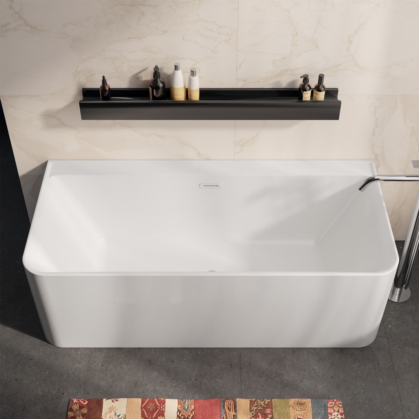 Lavabo colonna freestanding accostato alla parete