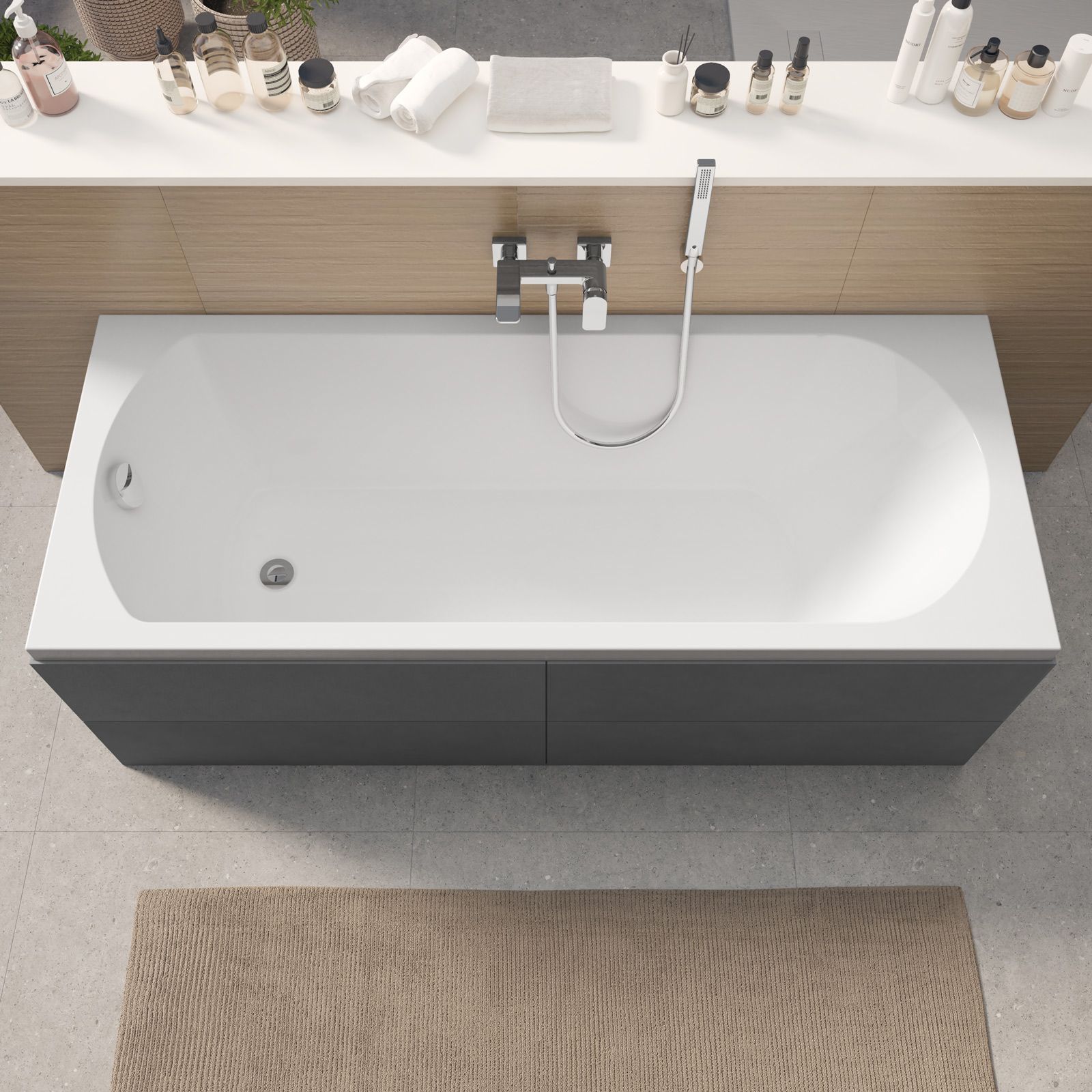 Vasca da bagno di Design in acrilico colorato colore bianco lucido. Misura  72x170xh60cm.