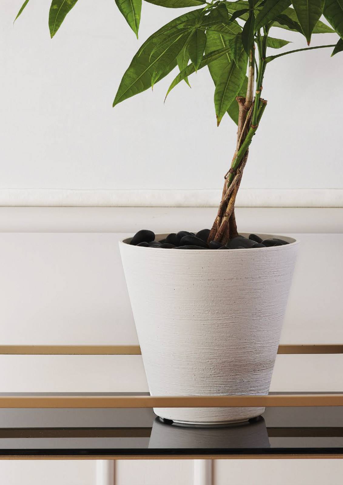 Kalapanta Vaso Design Ecosostenibile 19cm Con Riserva D'Acqua E 2L Di Terriccio - Plastica Riciclata, Colori Bianco, Grigio, Sabbia, Argilla - 3