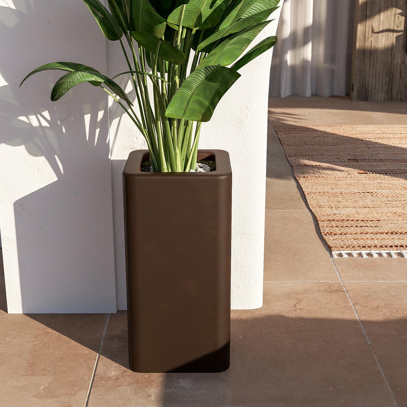 KADAX Vaso Da Fiori Vaso Da Fiori Da Giardino 40 Cm Supporto Per Fiori Su Ruote Terrazza Quadrato Marrone 84342322